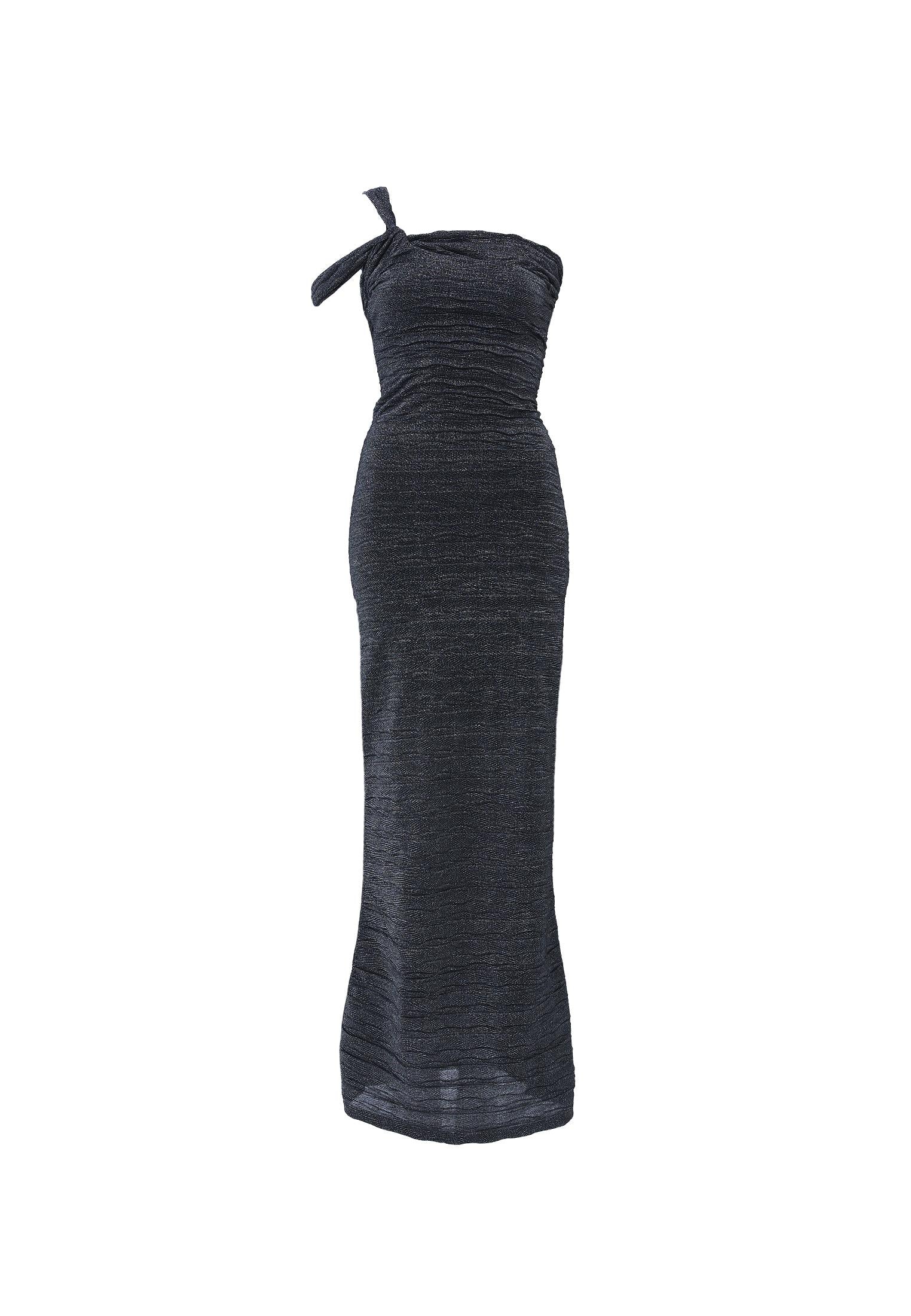 Asymmetric Women's Jumpsuit Dress - BLACK