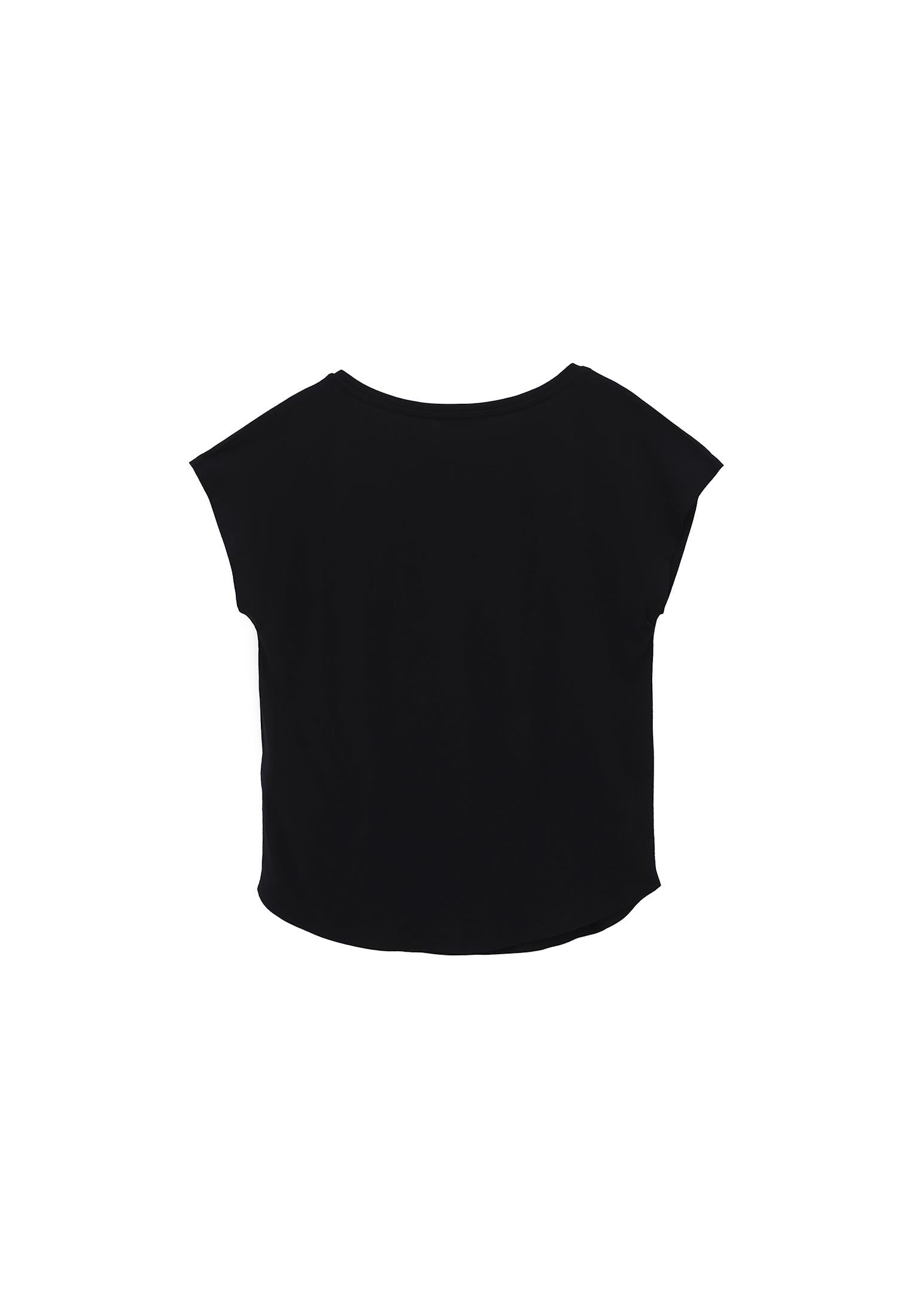 Boat Neck Loose Fit T-Shirt - BLACK
