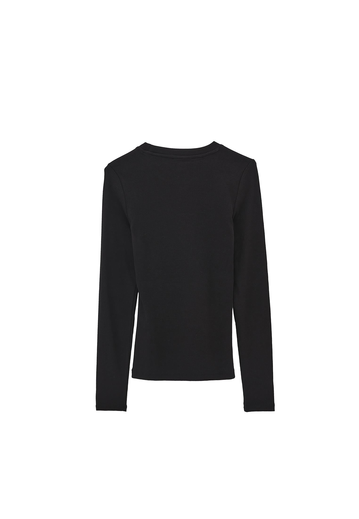 Bodycon Crew Neck T-Shirt - BLACK
