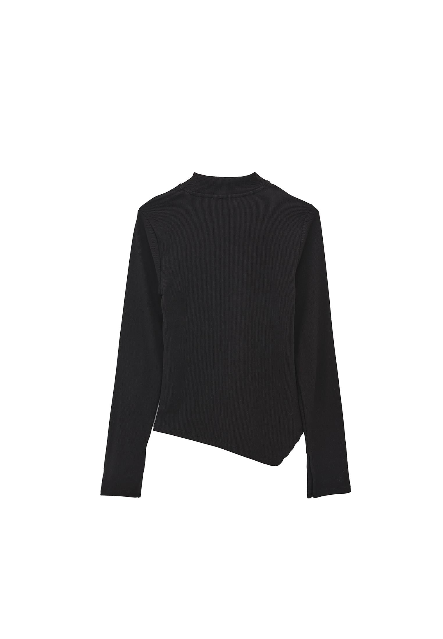 Long Sleeve T-Shirt With Cut Out Details - BLACK