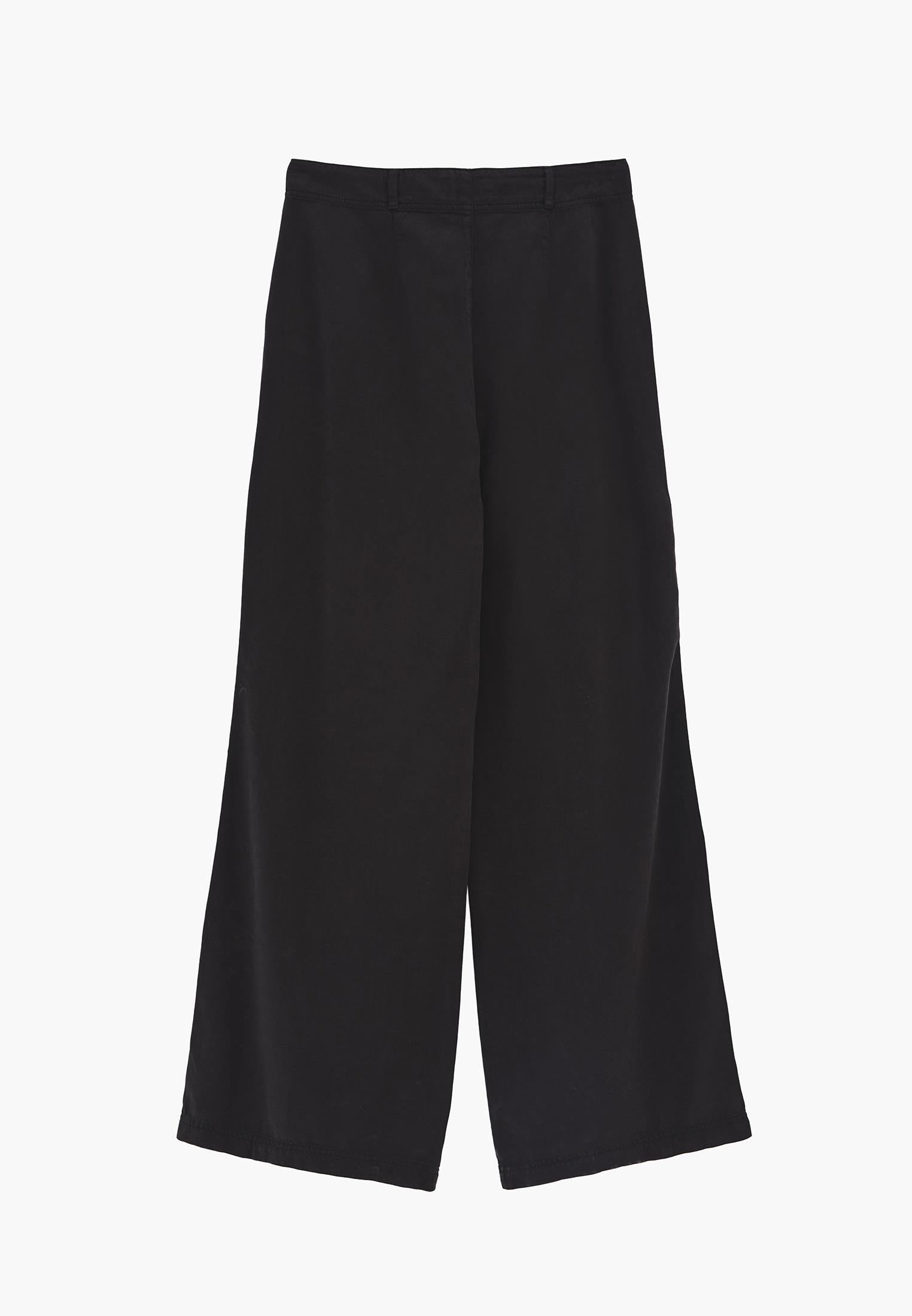 High Waist Pocket Detailed Wide Leg Pants - BLACK