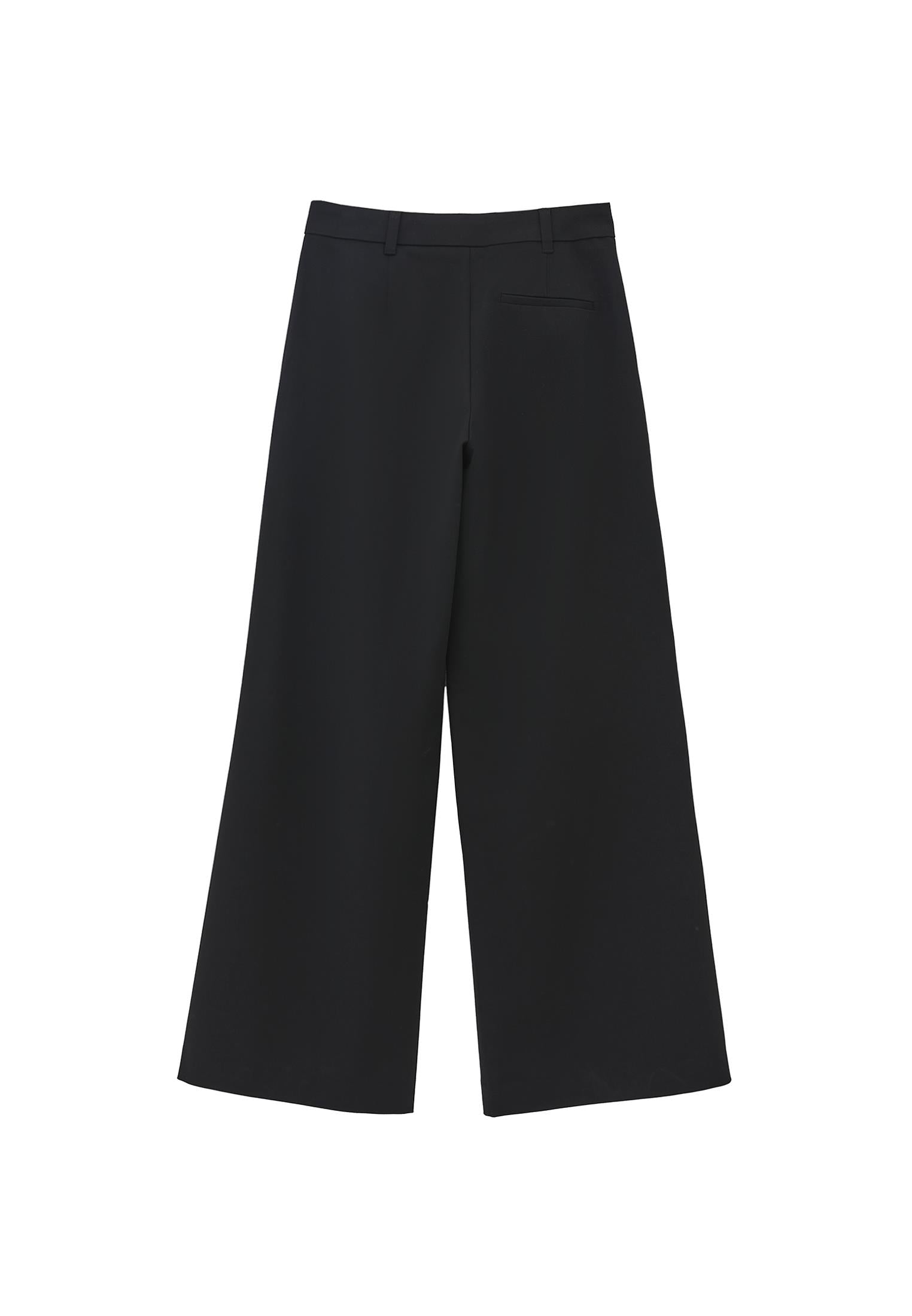 High Waist Wide Leg Pleated Pants - BLACK