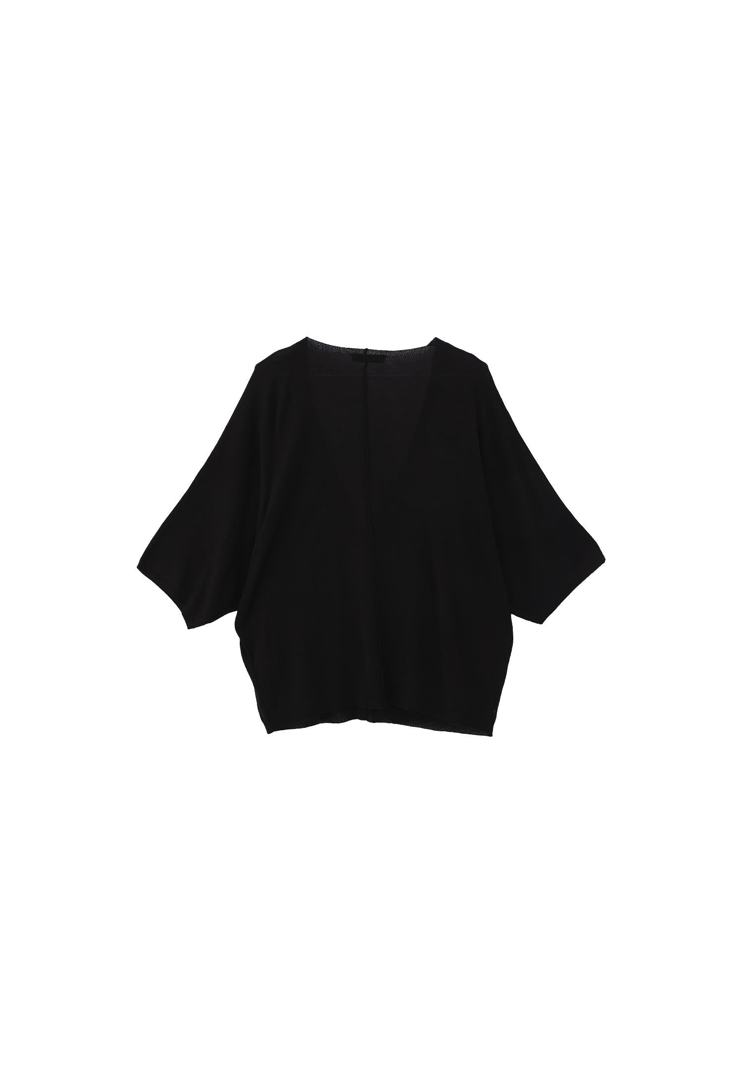 Tunic Cardigan Women Long Sleeve Batwing Sleeve - BLACK
