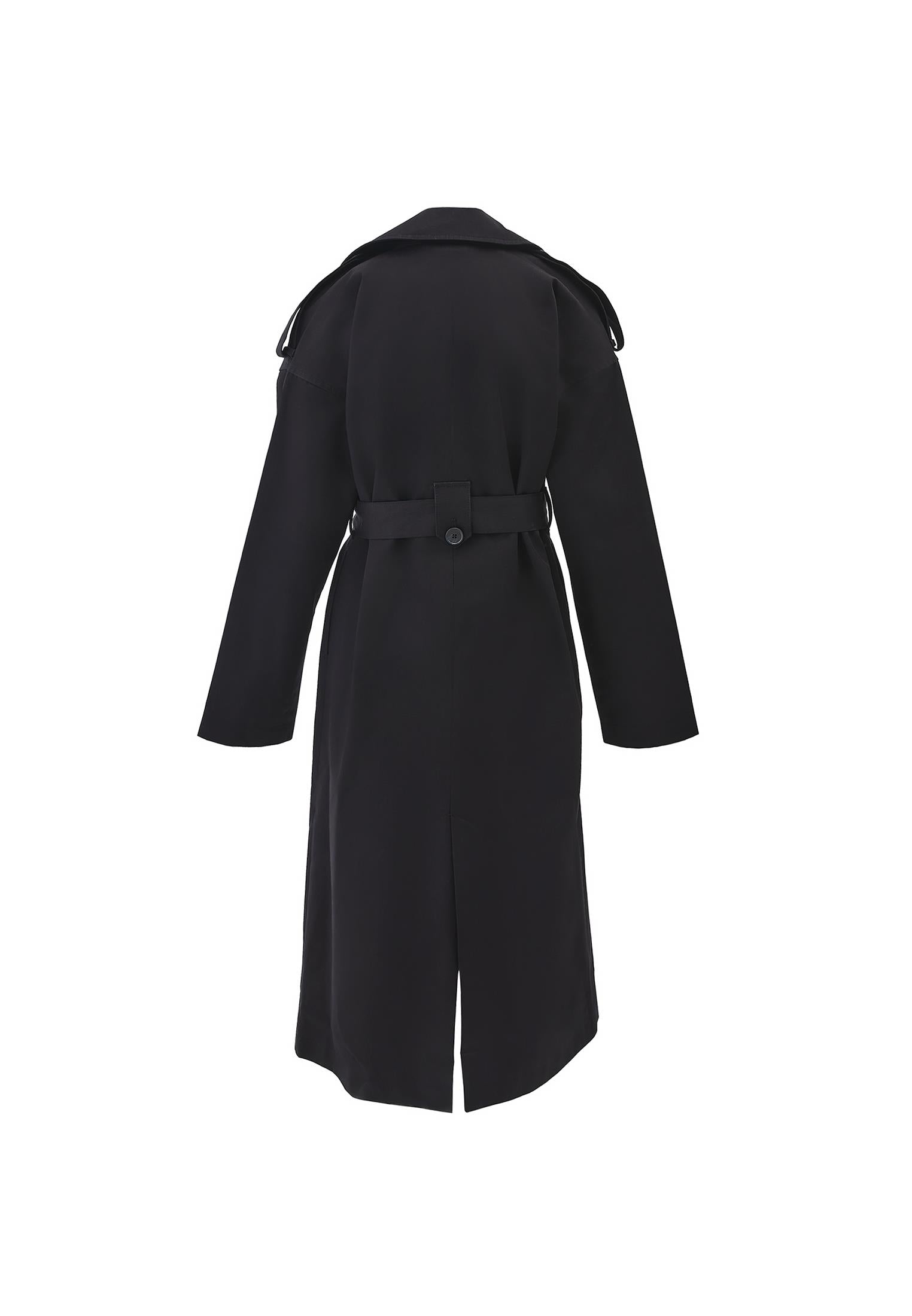 Cotton Belted Trenchcoat - BLACK