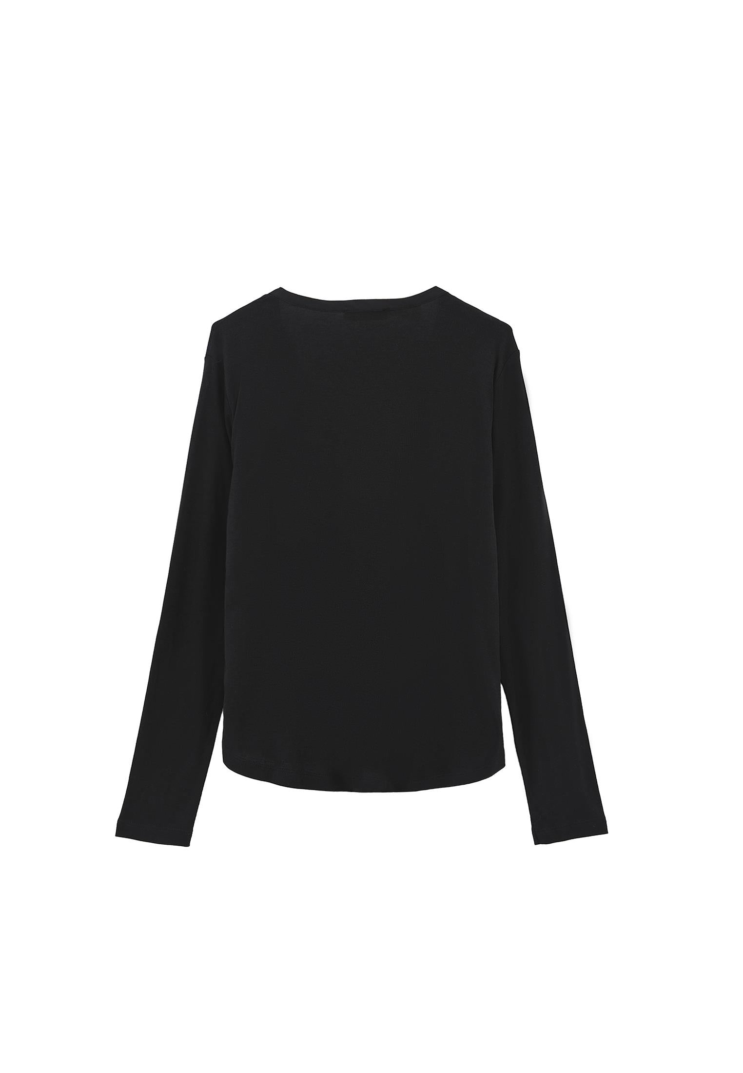 Polo Collar Buttoned T-Shirt - BLACK