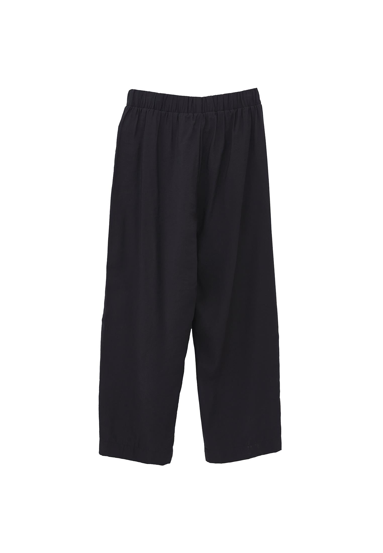 High Waist Elastic Pants - BLACK