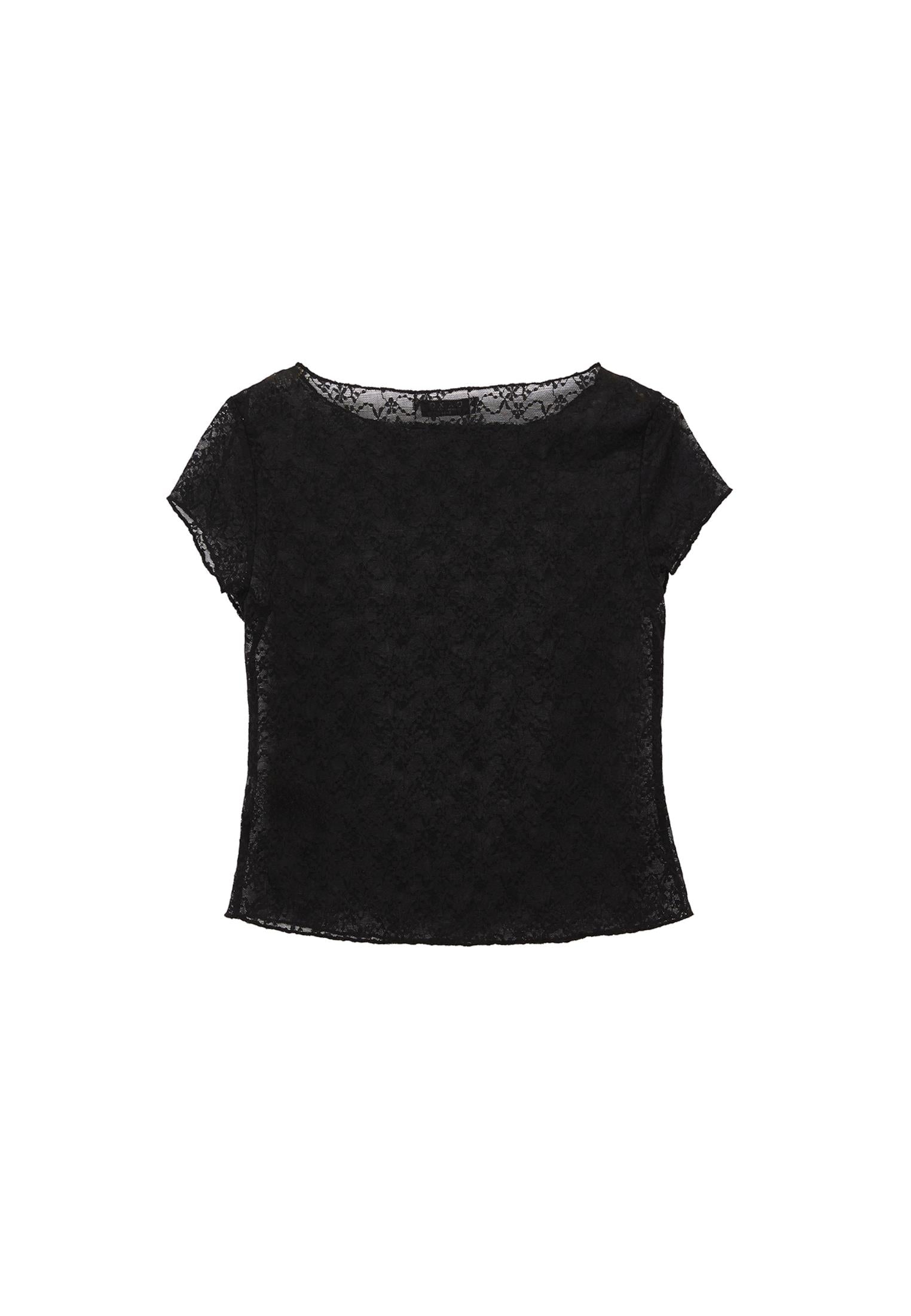 Boat Neck Bodycon T-Shirt - BLACK
