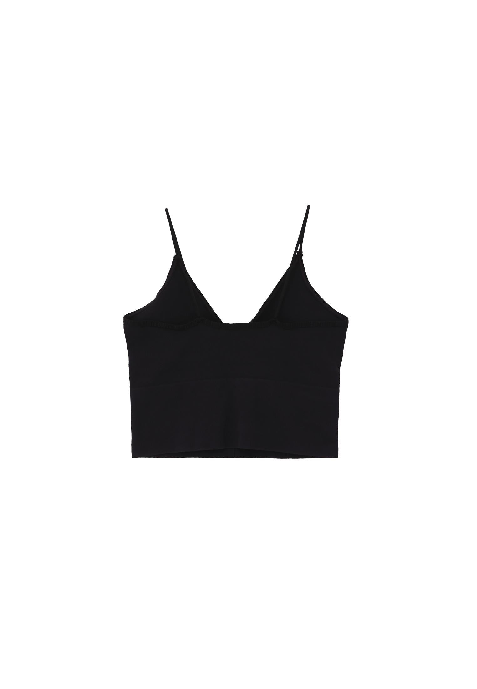 Seamless V Neck Tank Top - BLACK