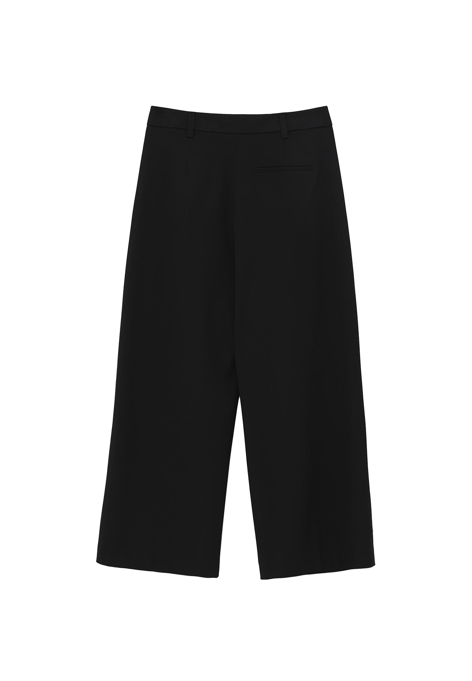 Wide Leg High Waist Pants - BLACK