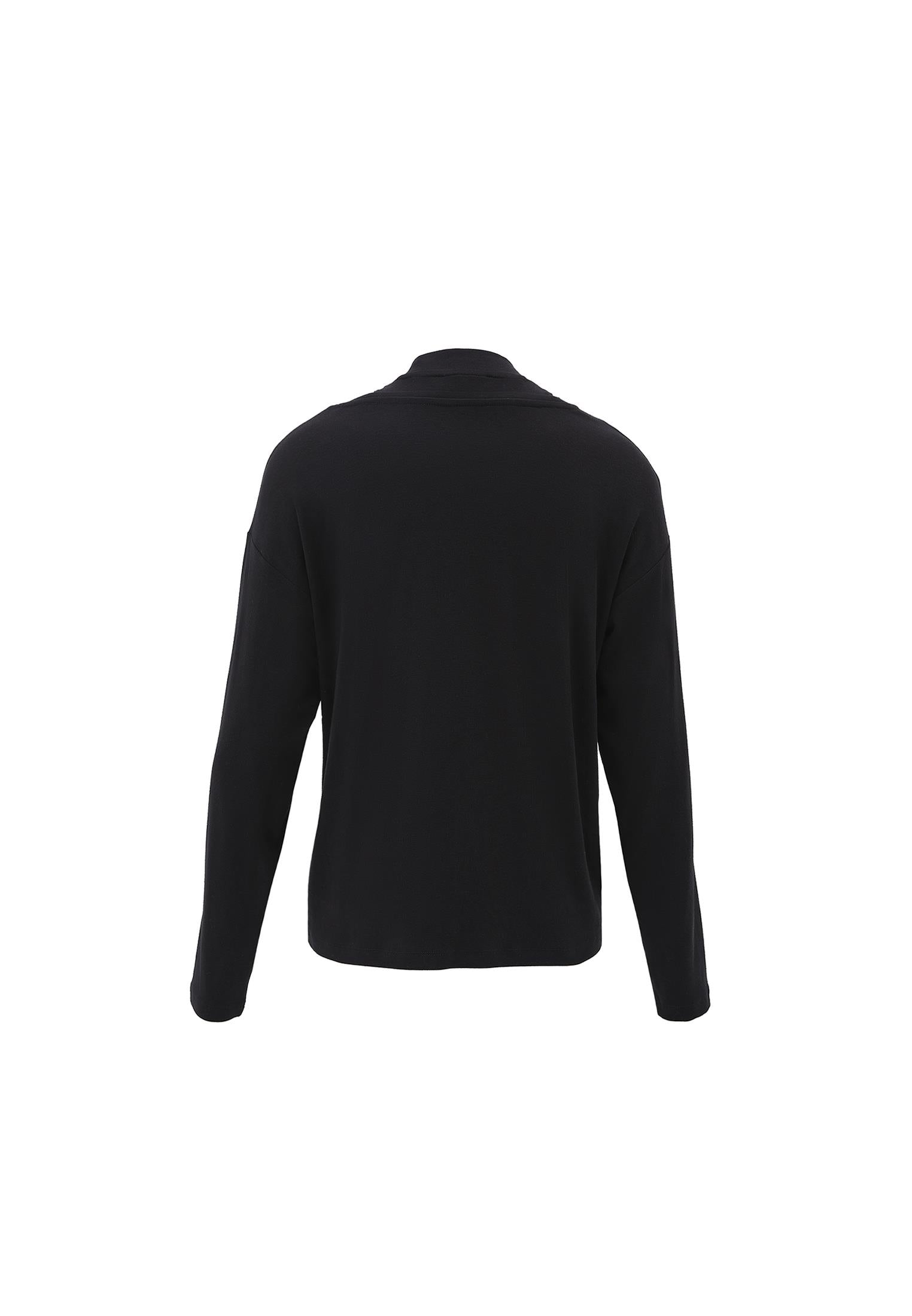 High Neck Oversize T-Shirt - BLACK