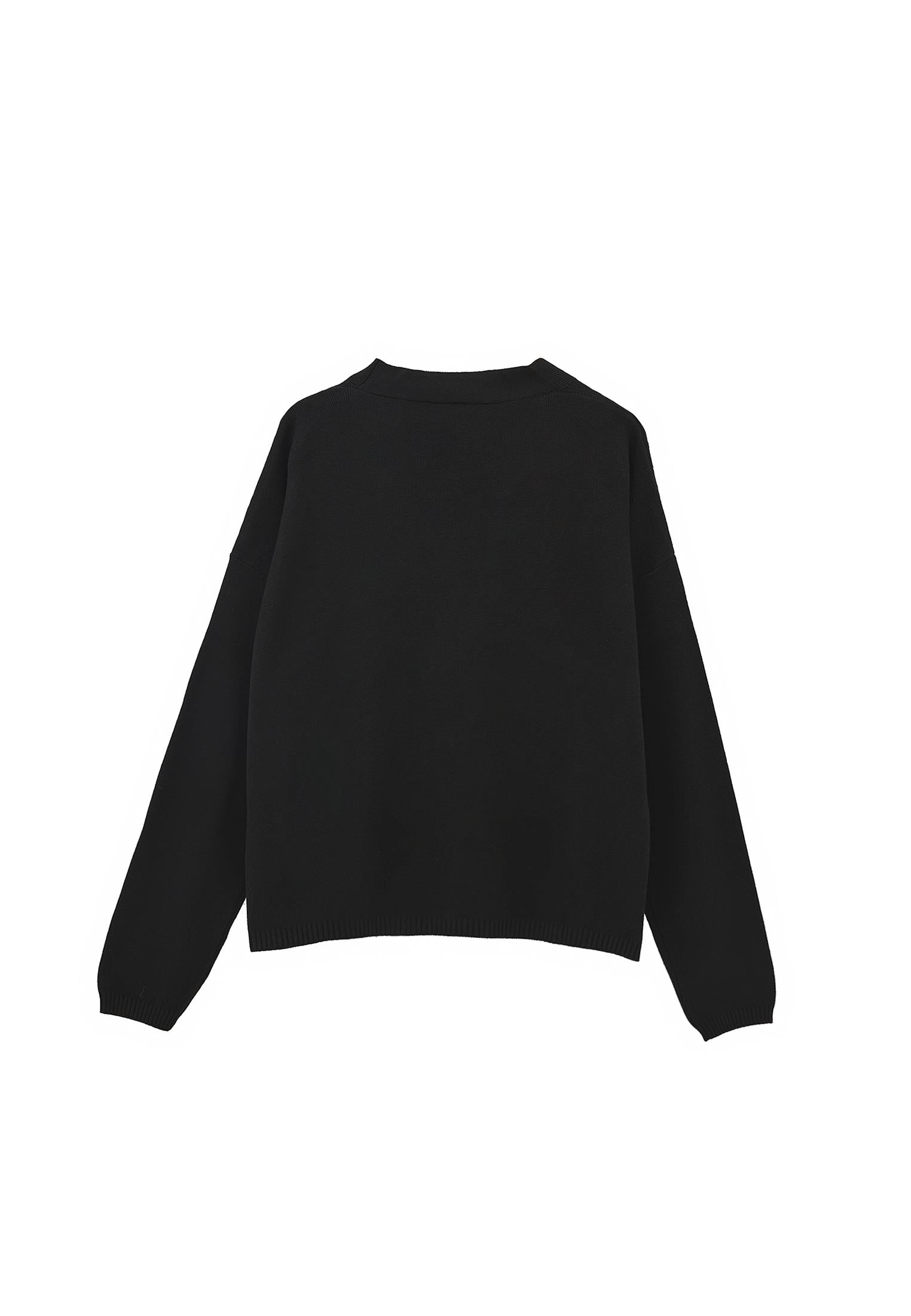 Viscose V-Neck Cardigan - BLACK