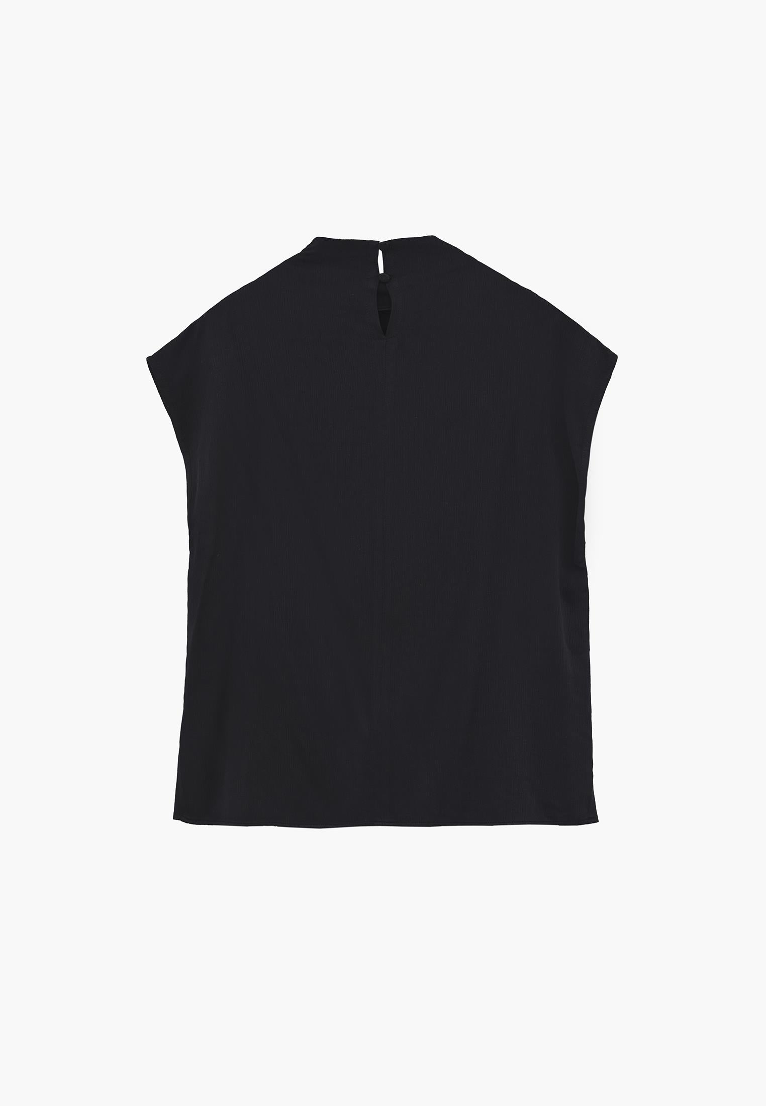 Dégaje Neck Sleeveless Blouse - BLACK