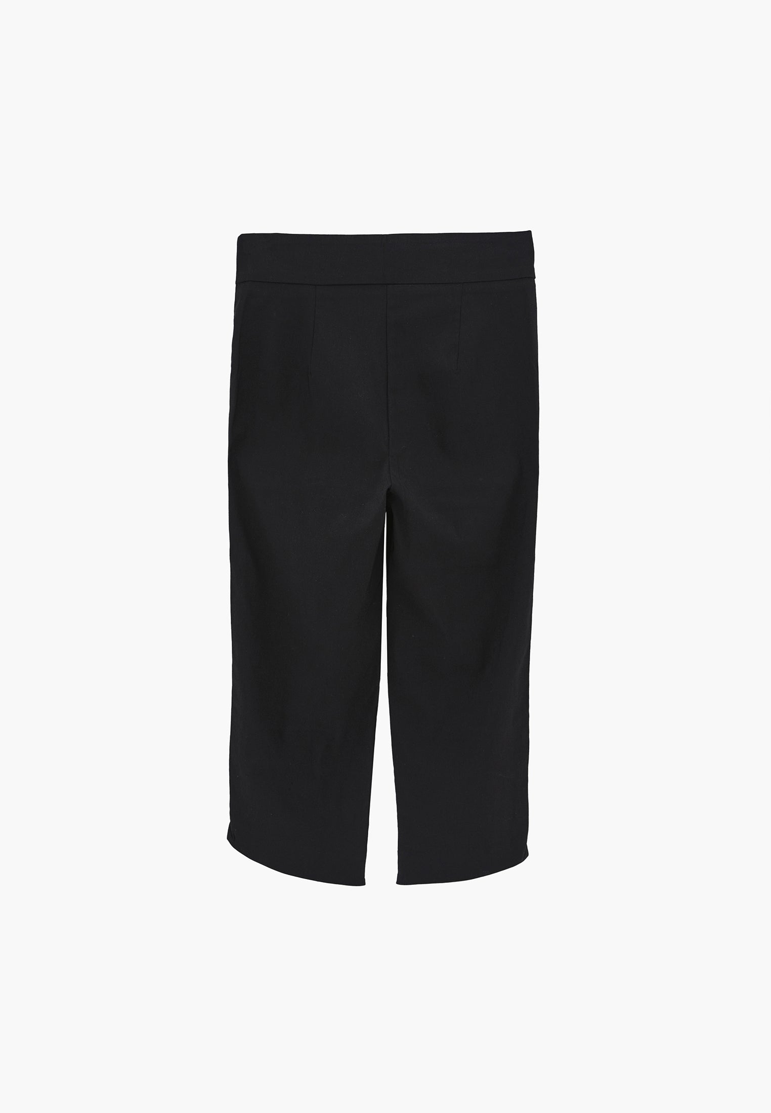 Normal Waist Slim Leg Capri Shorts - BLACK