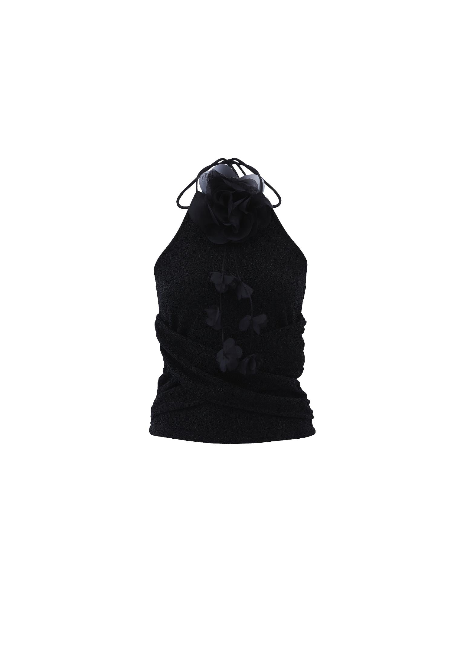 Halter Neck Tank Top - BLACK