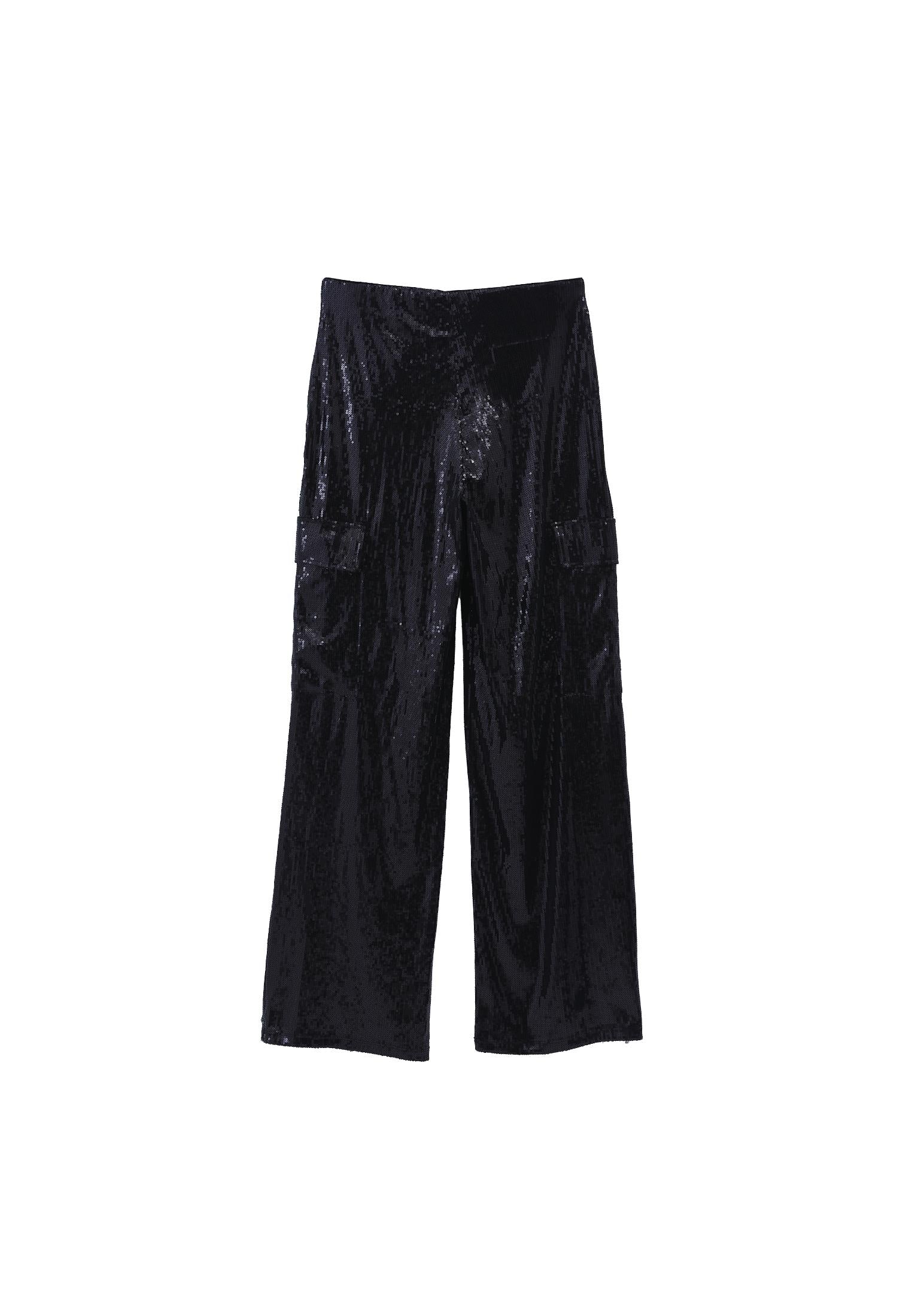 High Waist Cargo Wide Leg Pants - BLACK