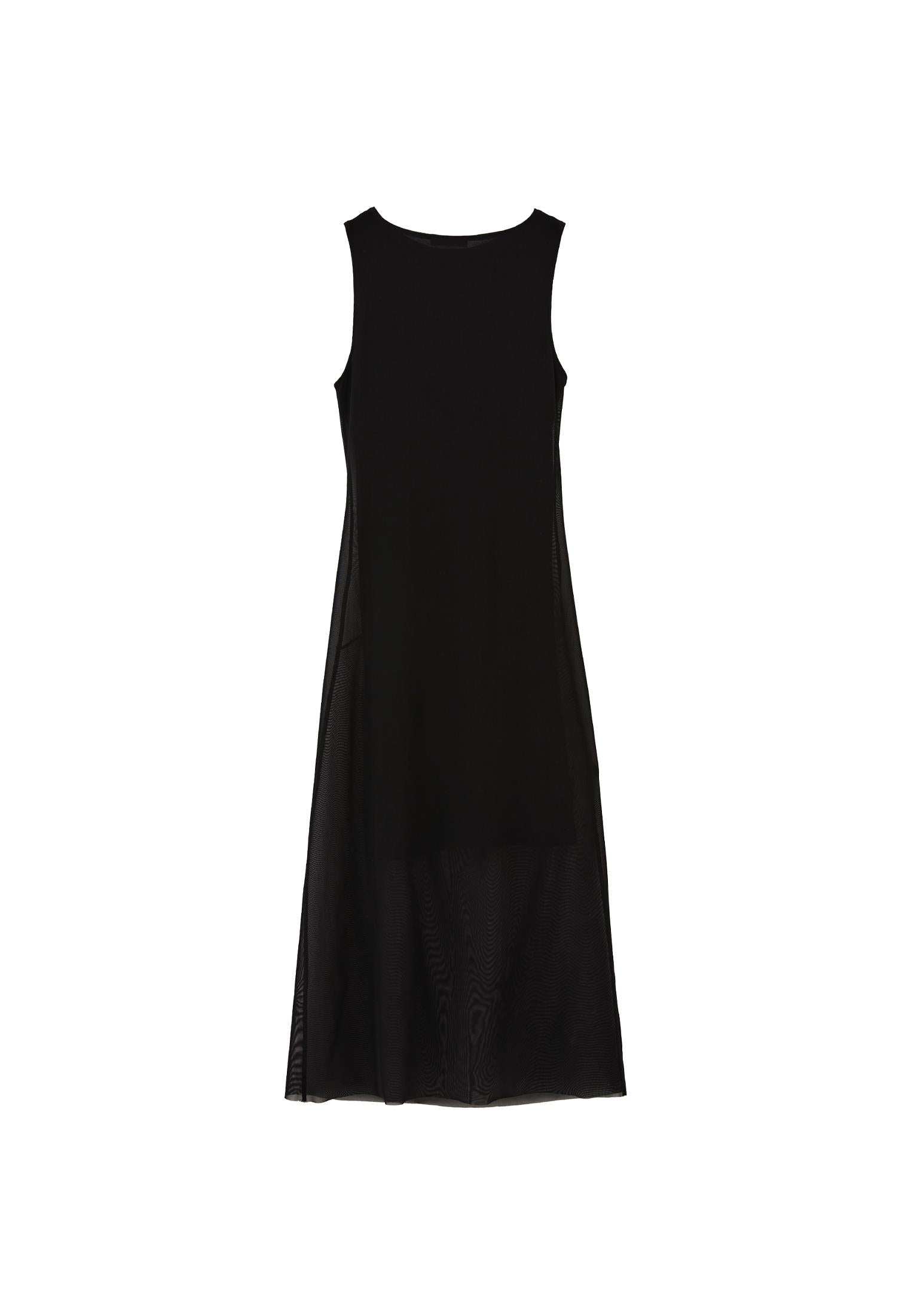 Mesh Long Dress - BLACK