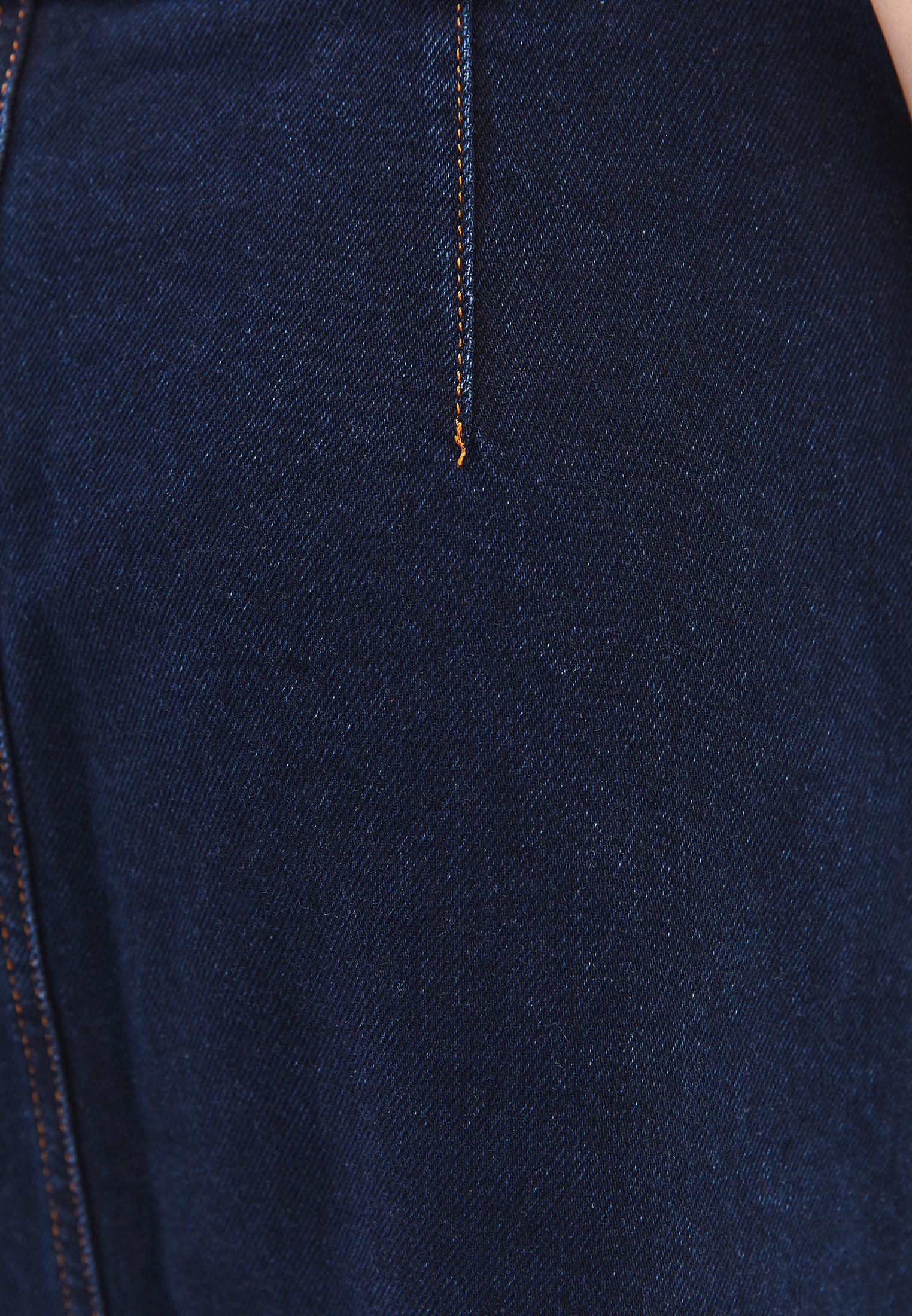 Cotton Long High Waist Skirt - BLUE BLACK DENIM
