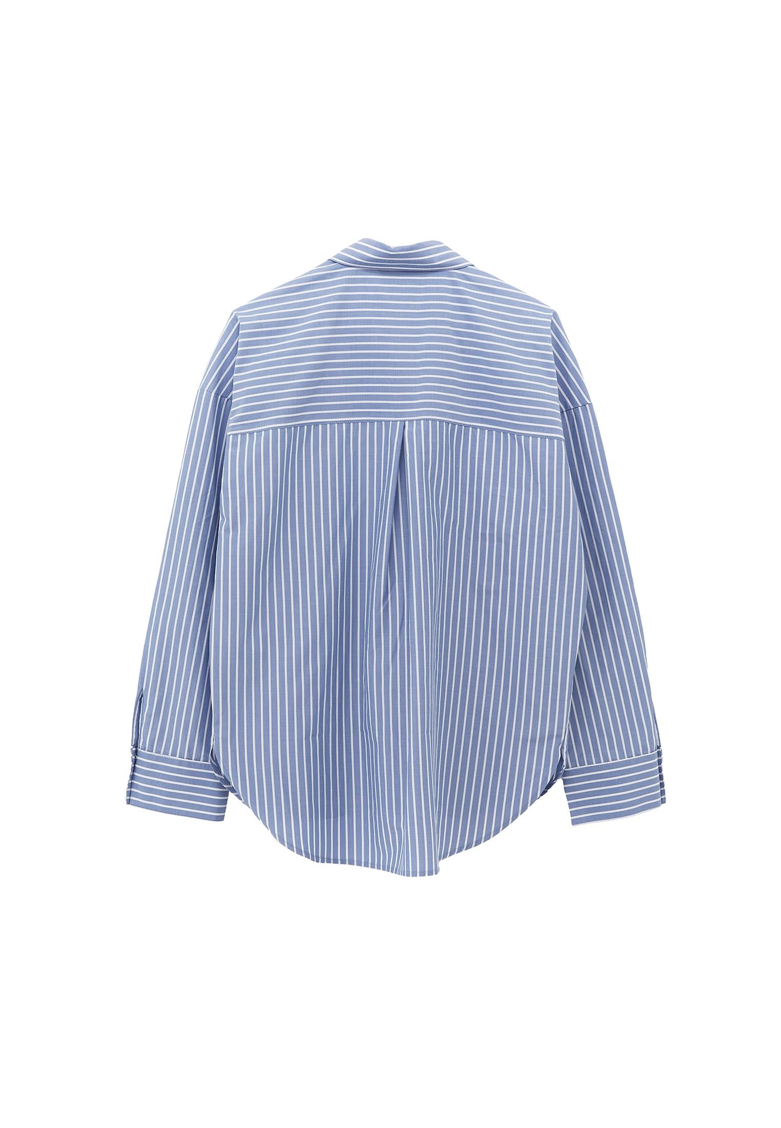 Striped Shirt With Button Details - BLUE STRIPE