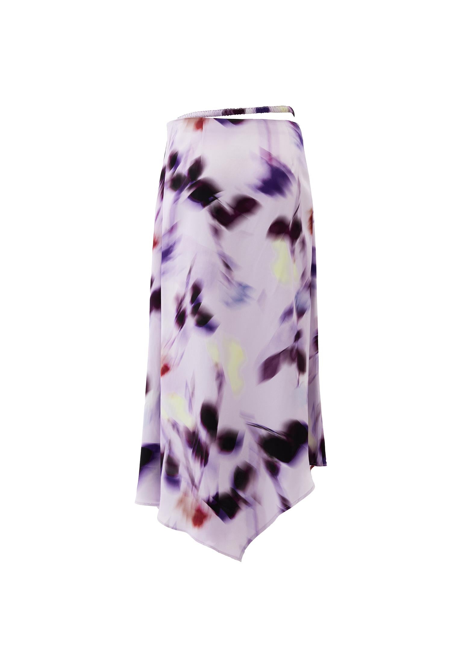 High Waist Long Skirt With Asymmetric Buckle Detail - BLUR COMB