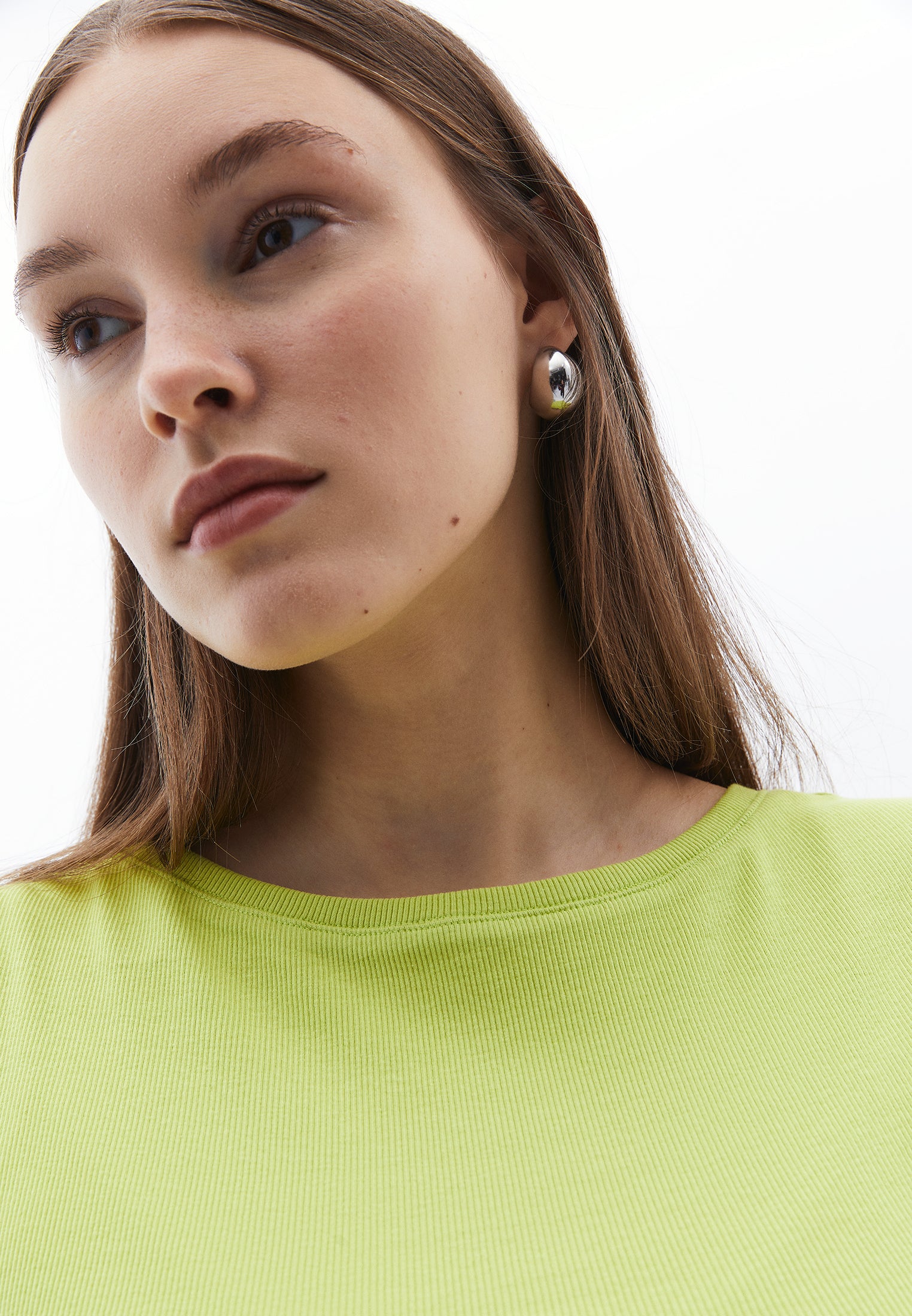 Boat Neck Short Sleeve T-Shirt - BRIGHT CHARTREUSE
