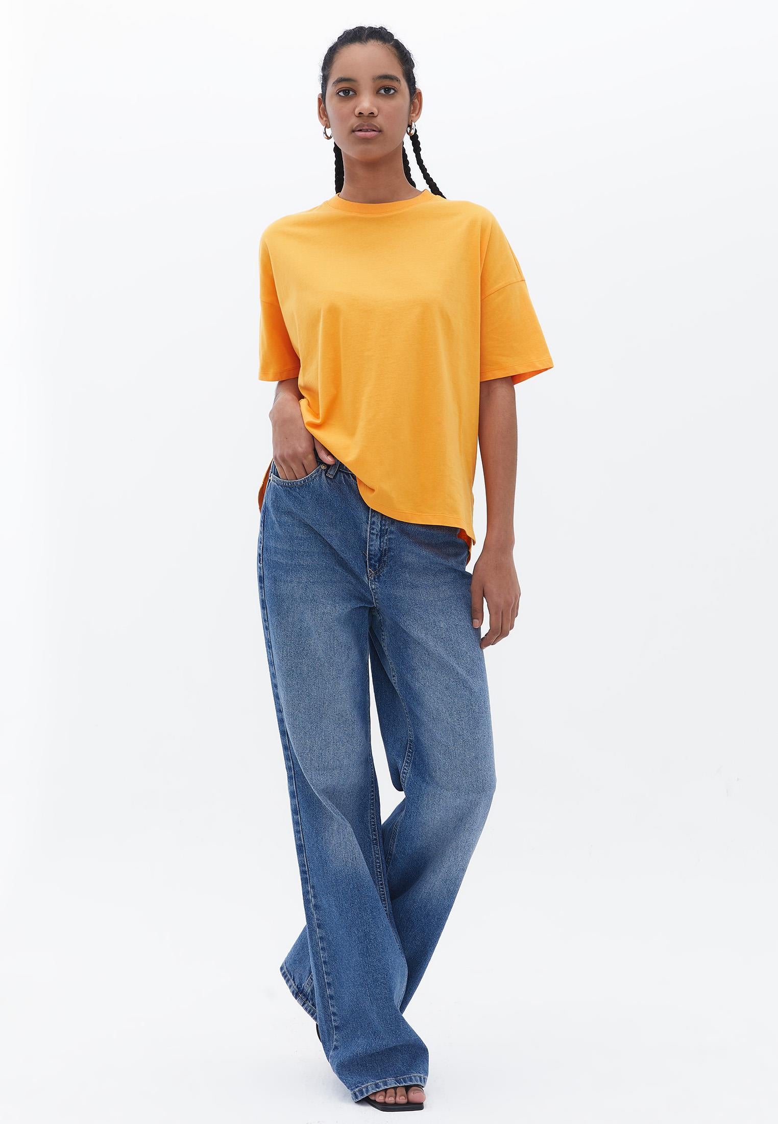 Oversize Crew Neck T-Shirt - BRIGHT MARIGOLD