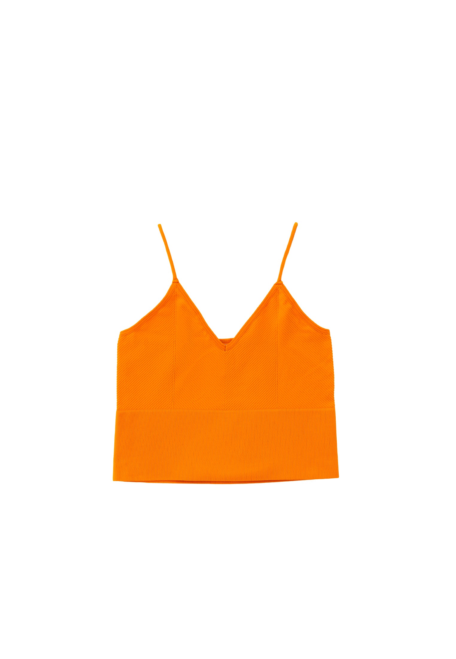 Jacquard Patterned V Neck Tank Top - BRIGHT MARIGOLD