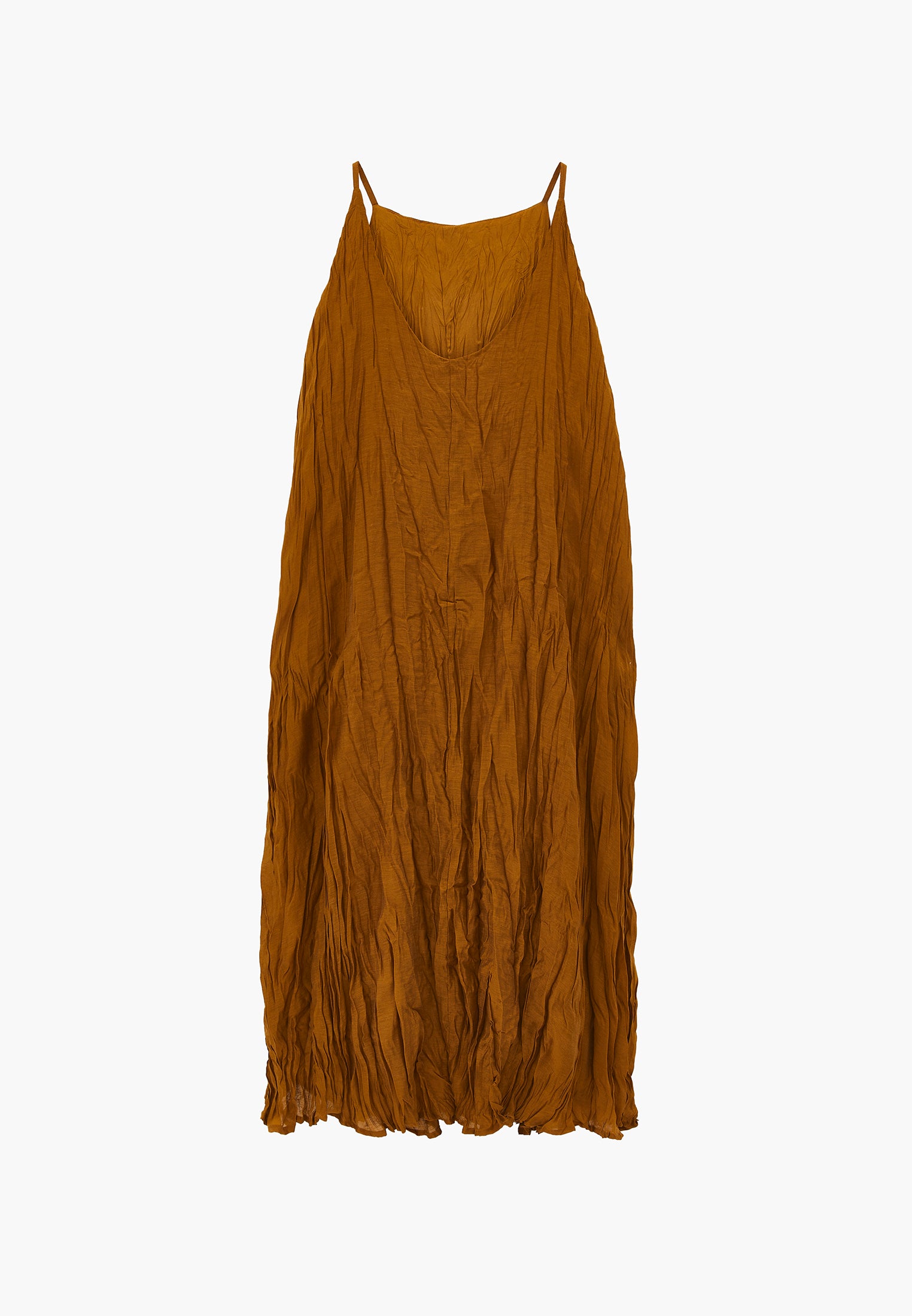 Long A-Line Dress with Halter Neck - BRONZE BROWN