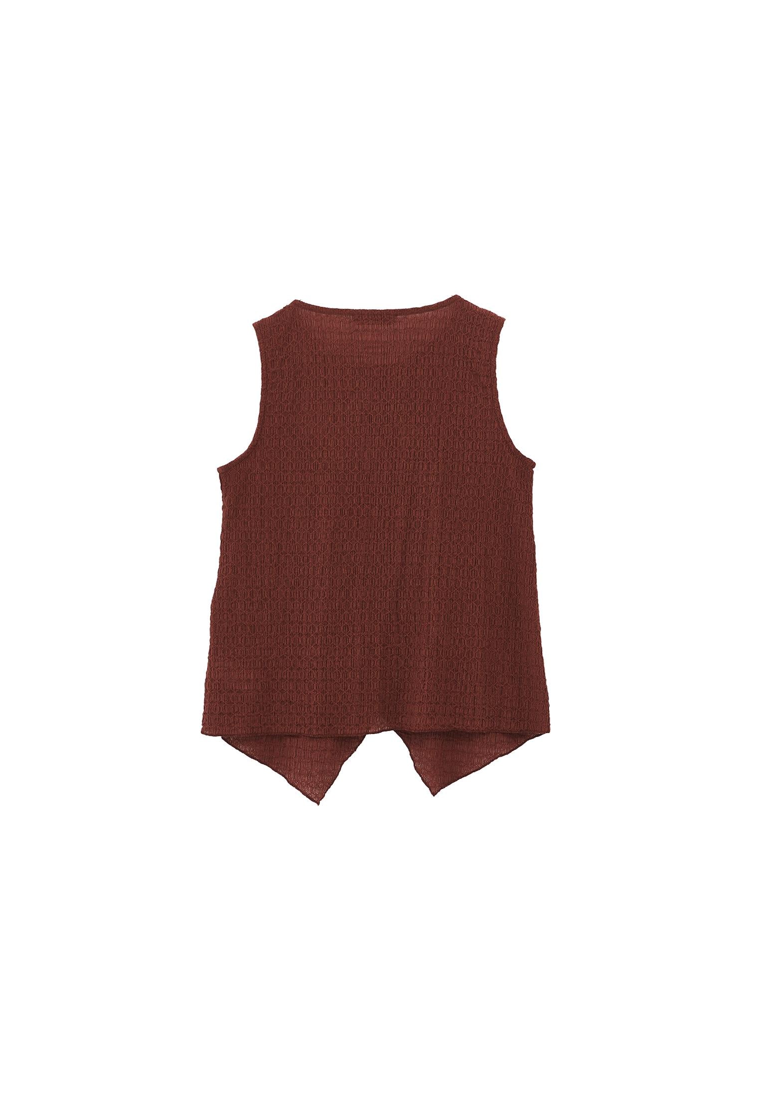 Sleeveless Crew Neck Blouse - BRUNETTE