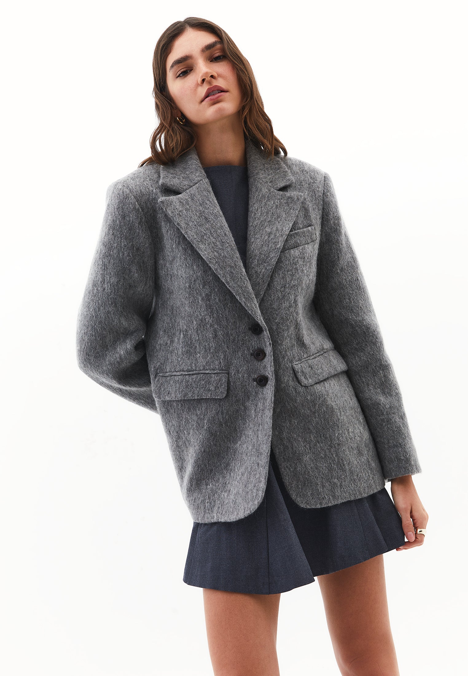 Mohair Long Sleeve Jacket - BRUSHED NICKEL