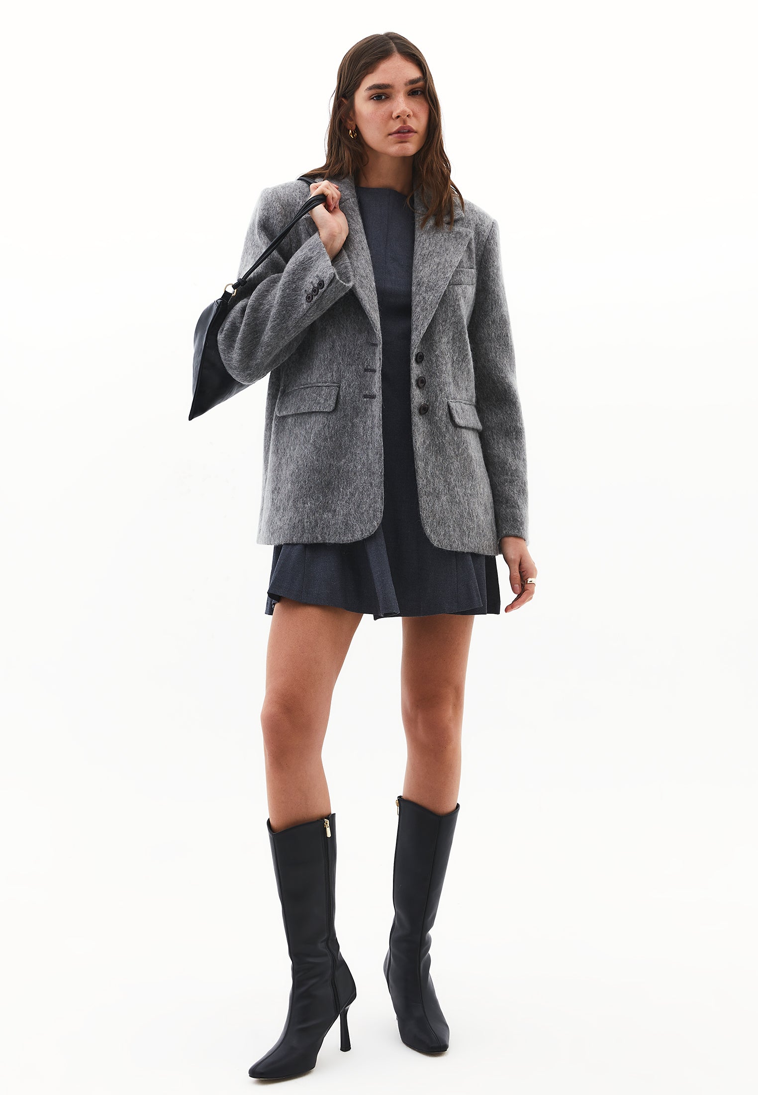 Mohair Long Sleeve Jacket - BRUSHED NICKEL