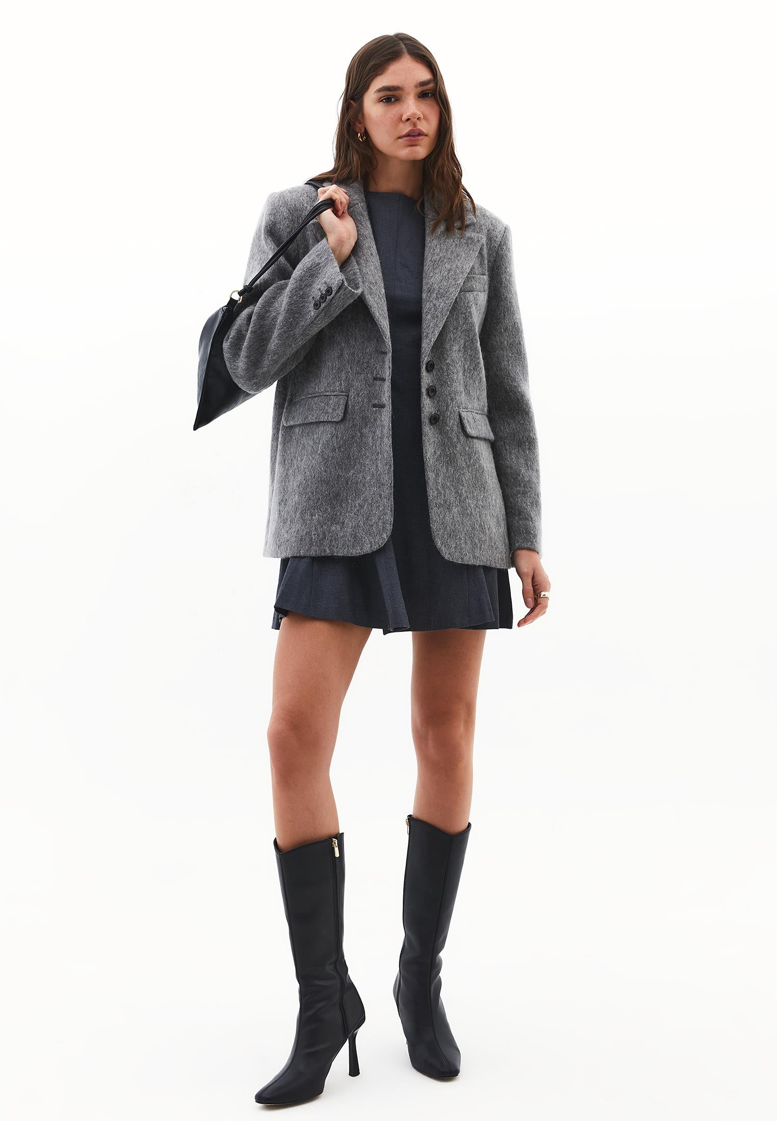 Mohair Long Sleeve Jacket - BRUSHED NICKEL