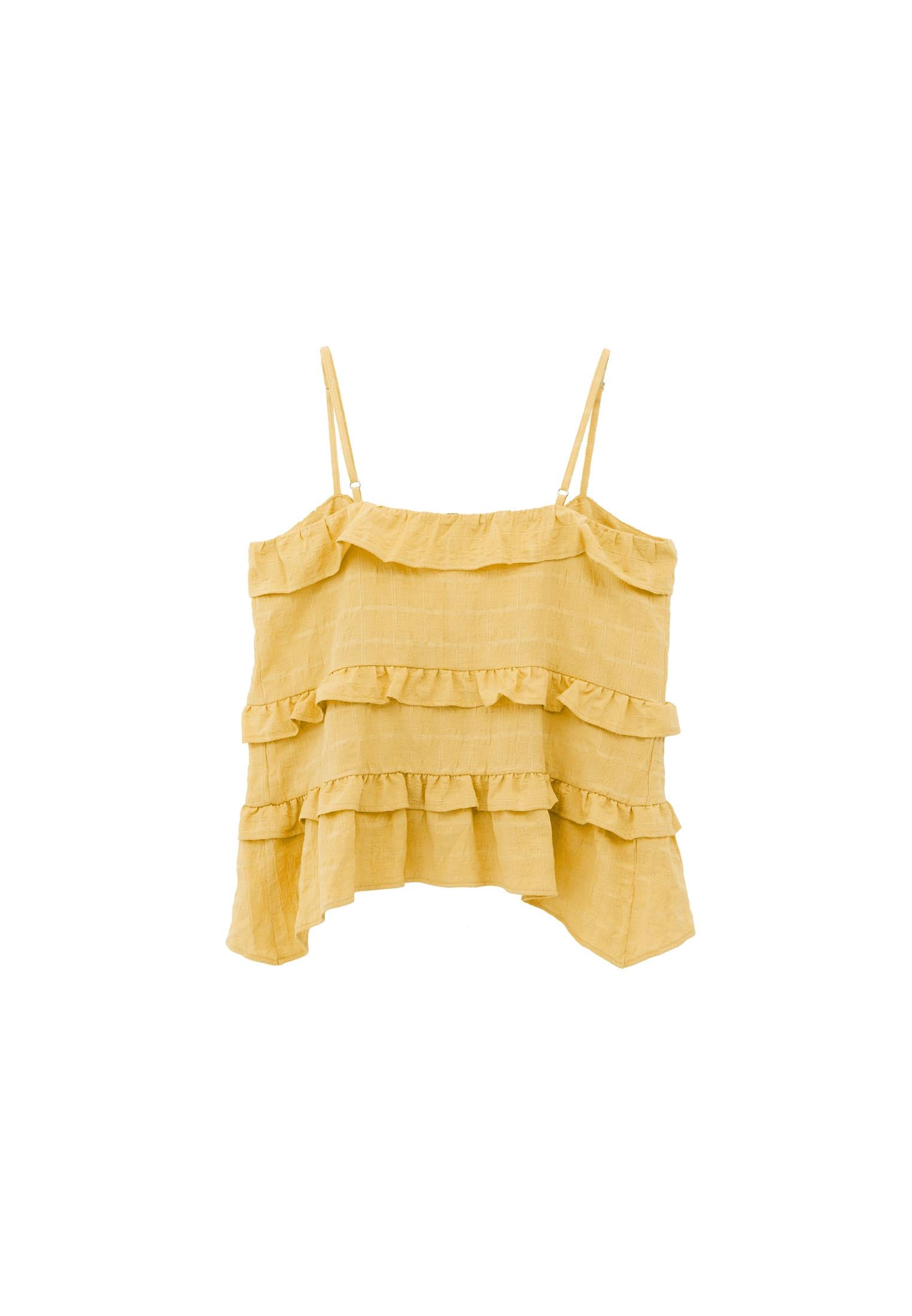 Jacquard V Neck Blouse - BUFF YELLOW