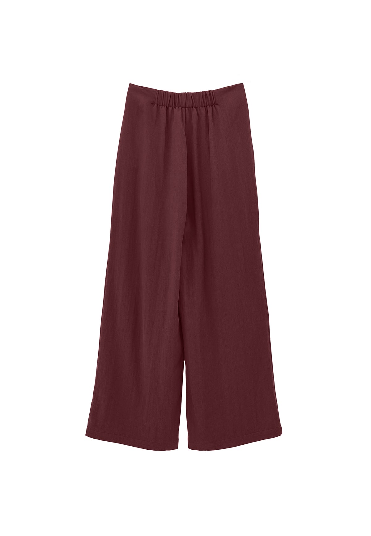 Pleated Wide Leg Pants - BURGUNDY