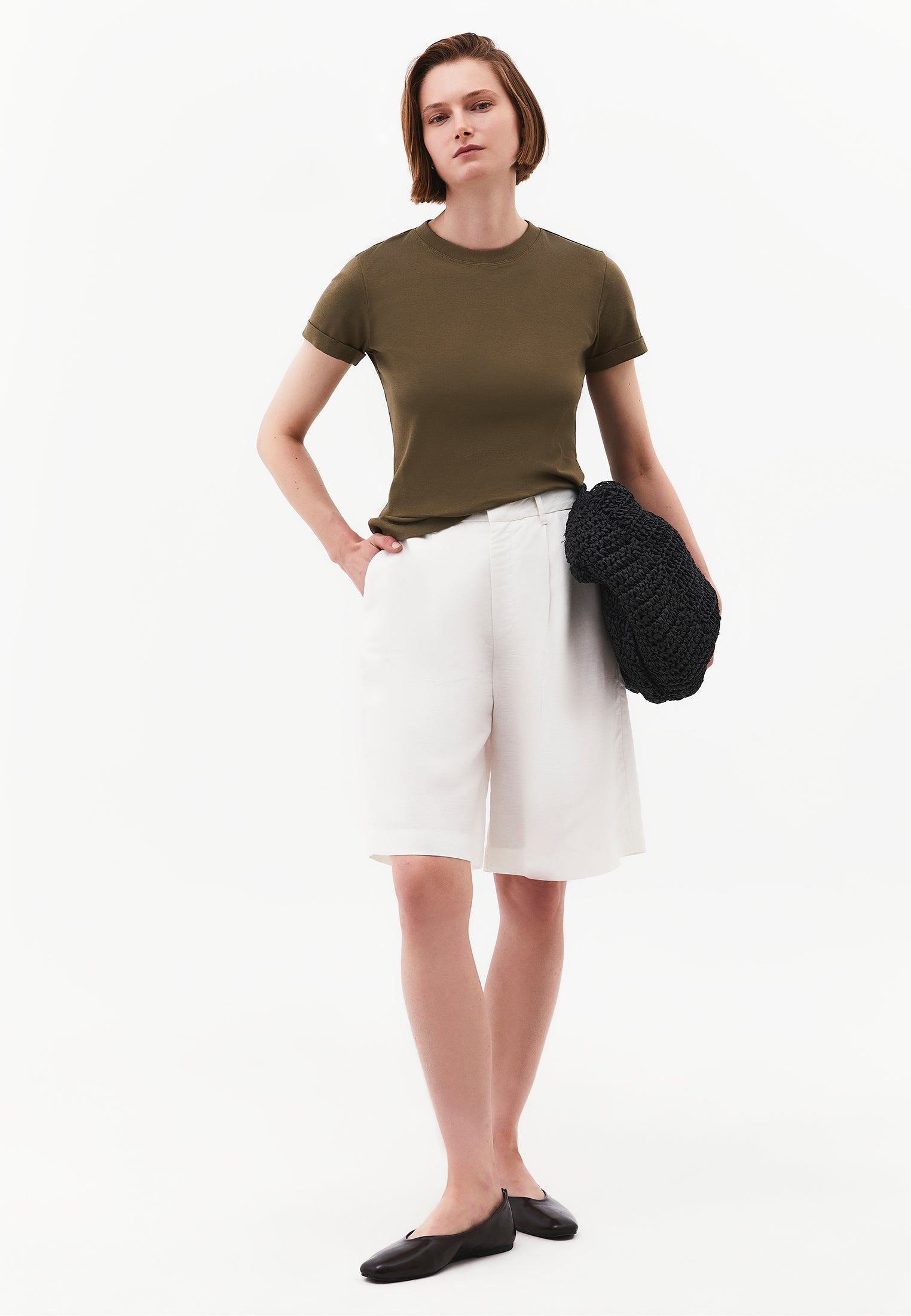 Women's Crew Neck Short Sleeve T-Shirt - BURNT OLIVE