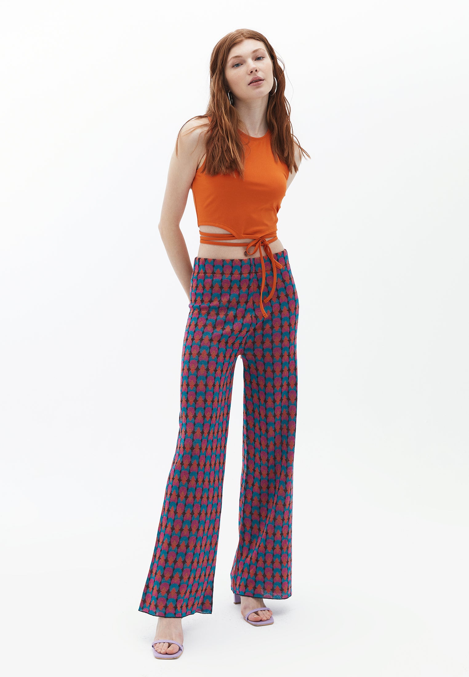 Crew Neck Cropped Tank Top - BURNT ORANGE