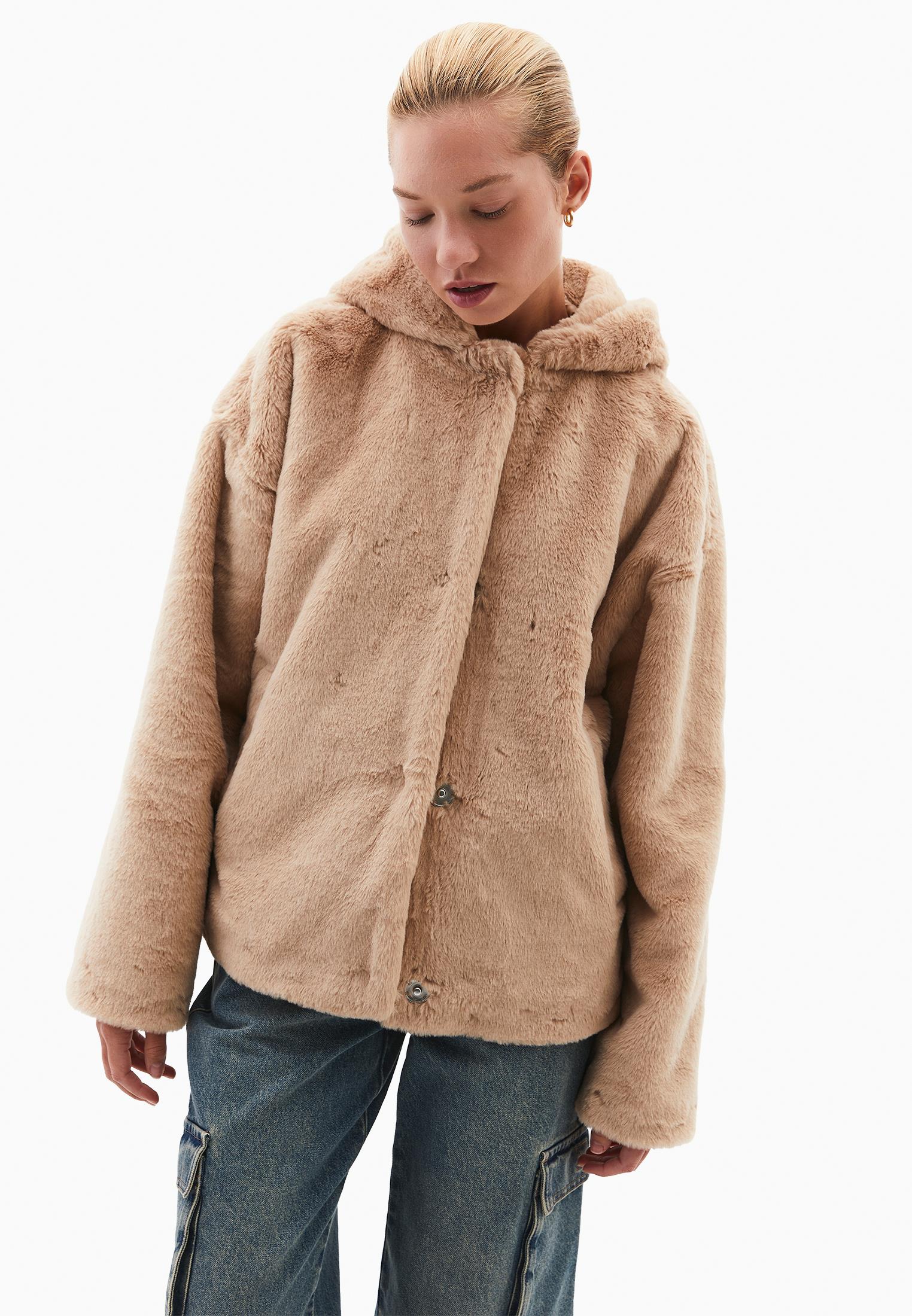 Hooded Fur Jacket - BURRO
