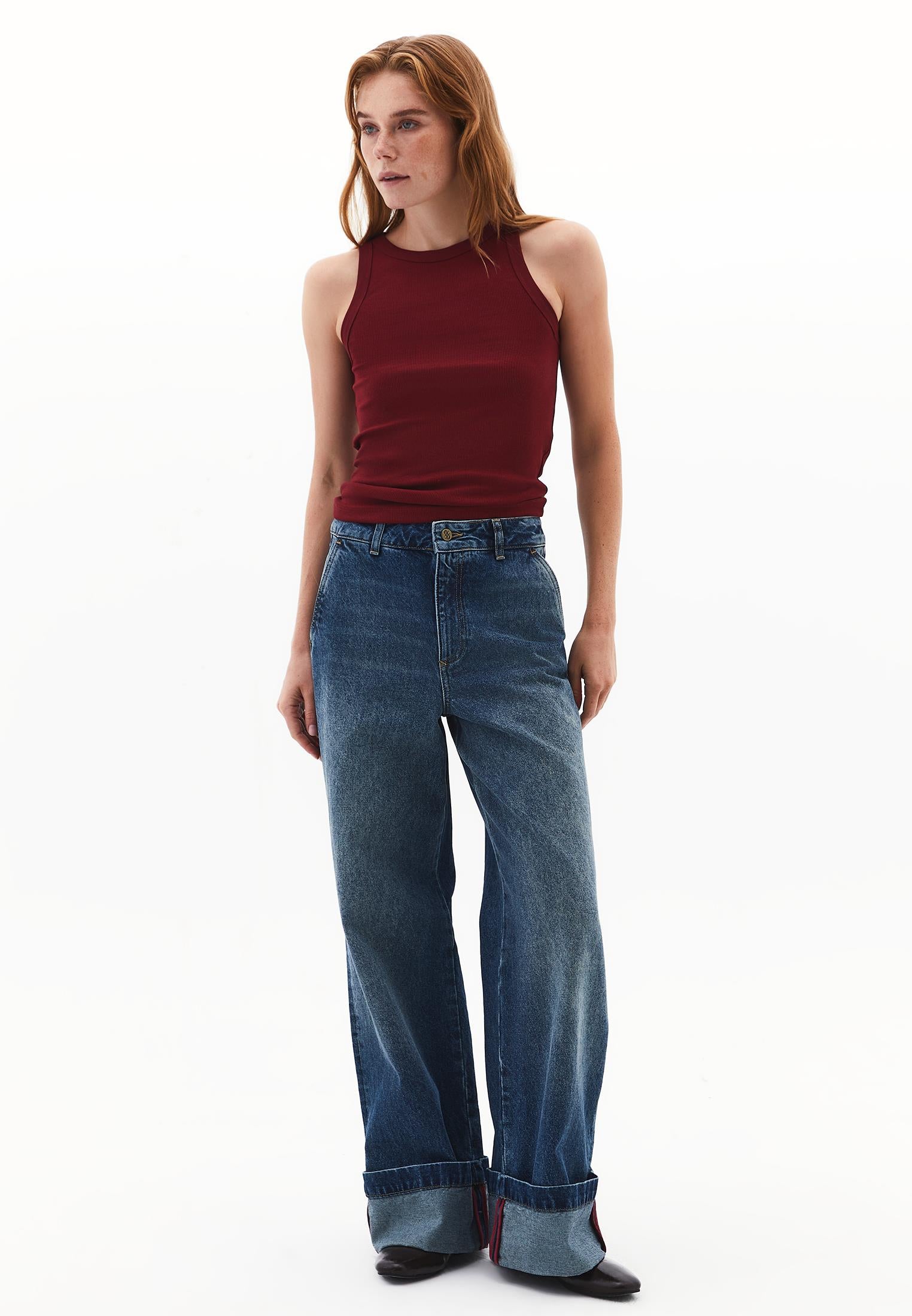 Crew Neck Tank Top - CABERNET