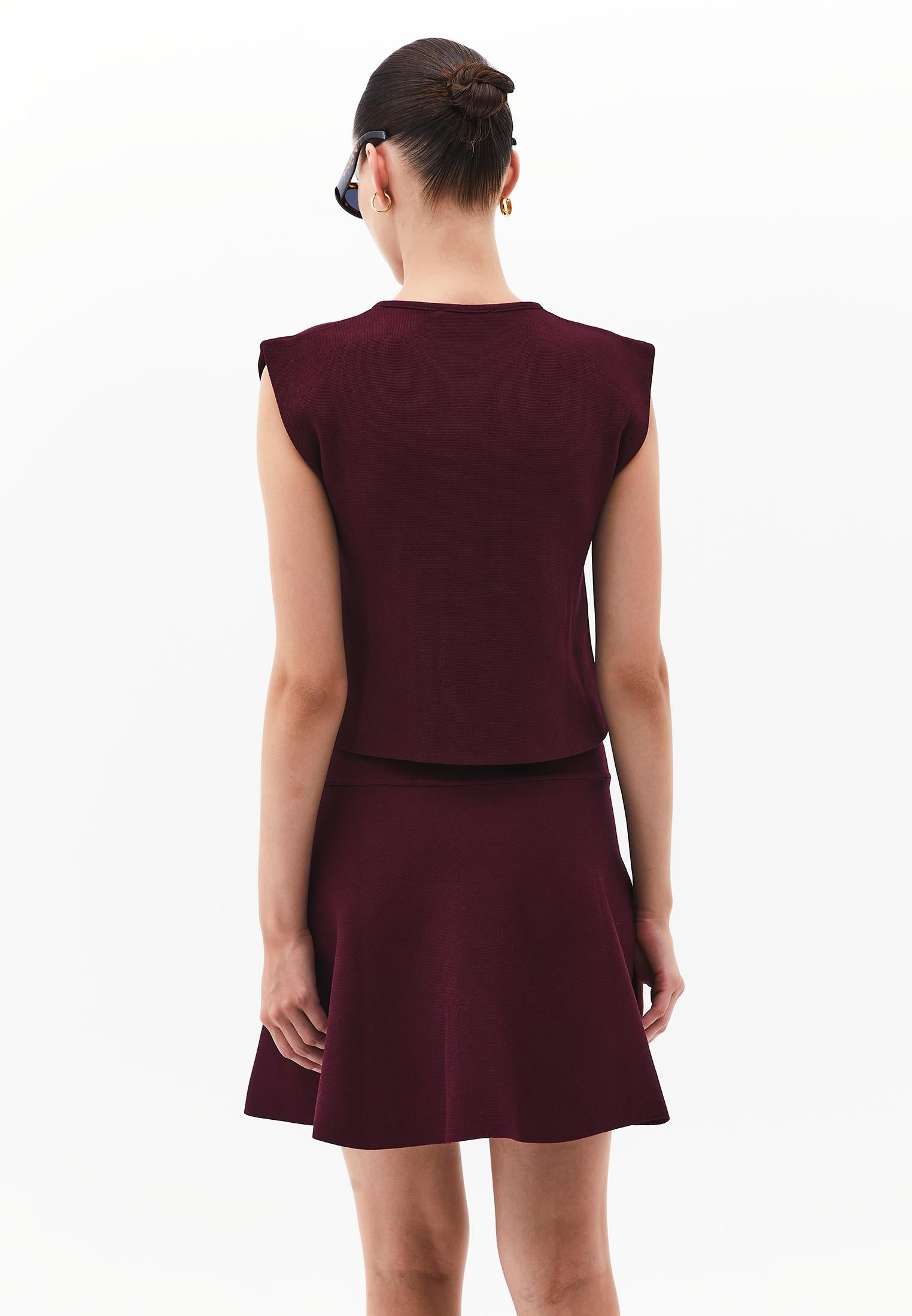 Midi Relaxed Fit Button Detailed Vest - CABERNET