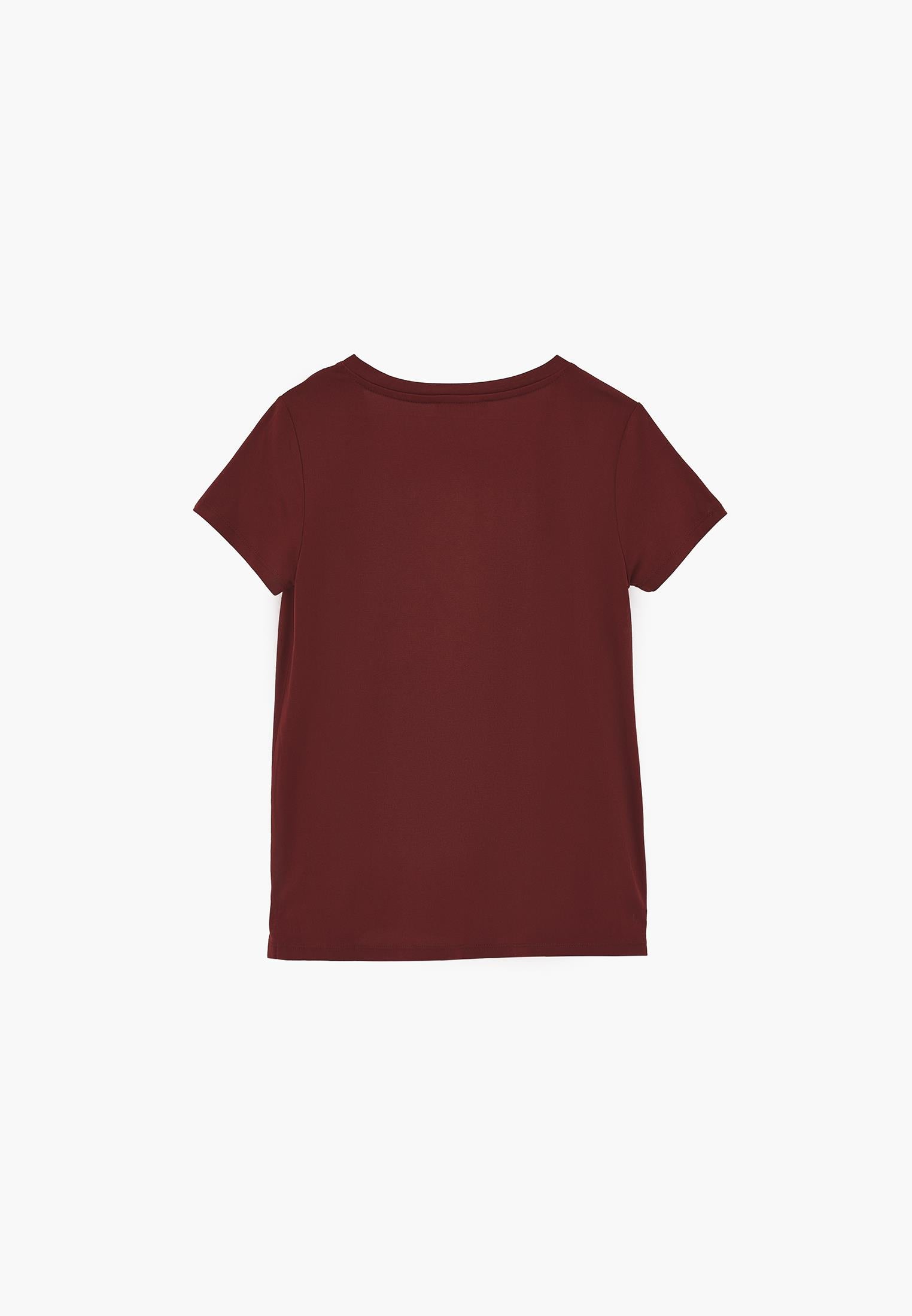 Short Sleeve V Neck T-Shirt - CABERNET