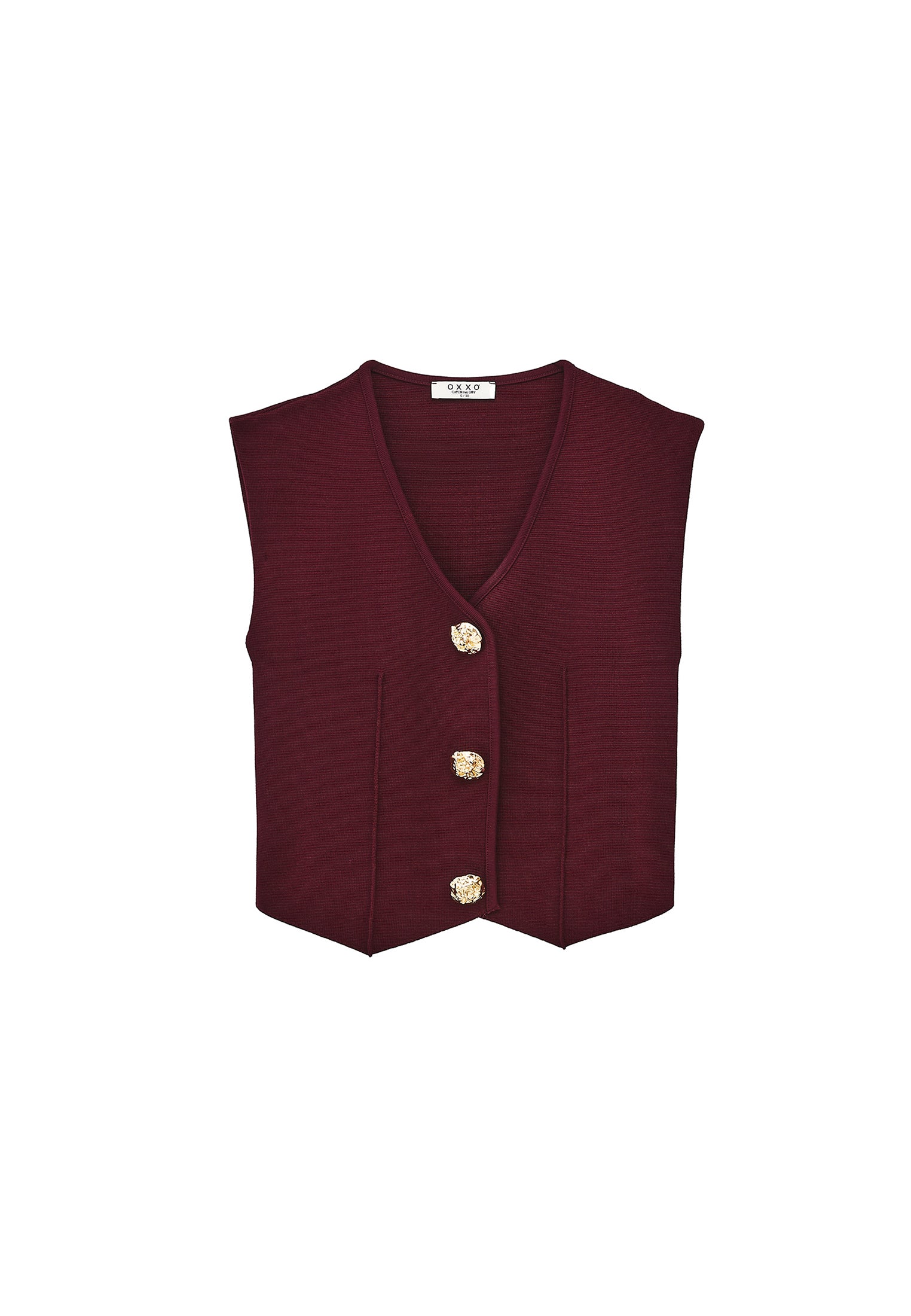 Midi Relaxed Fit Button Detailed Vest - CABERNET