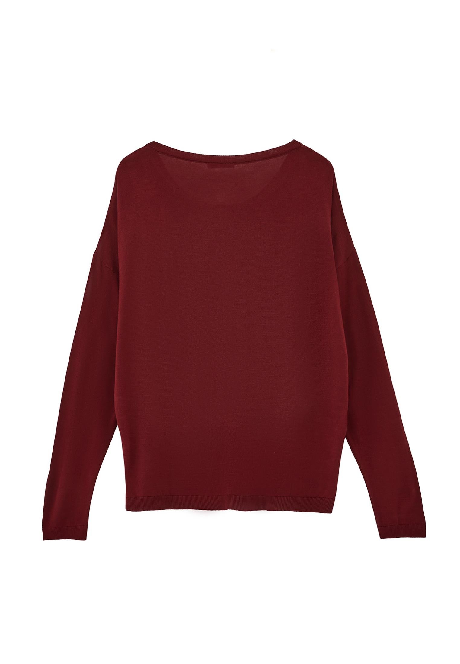 Winter Boat Neck Sweater - CABERNET