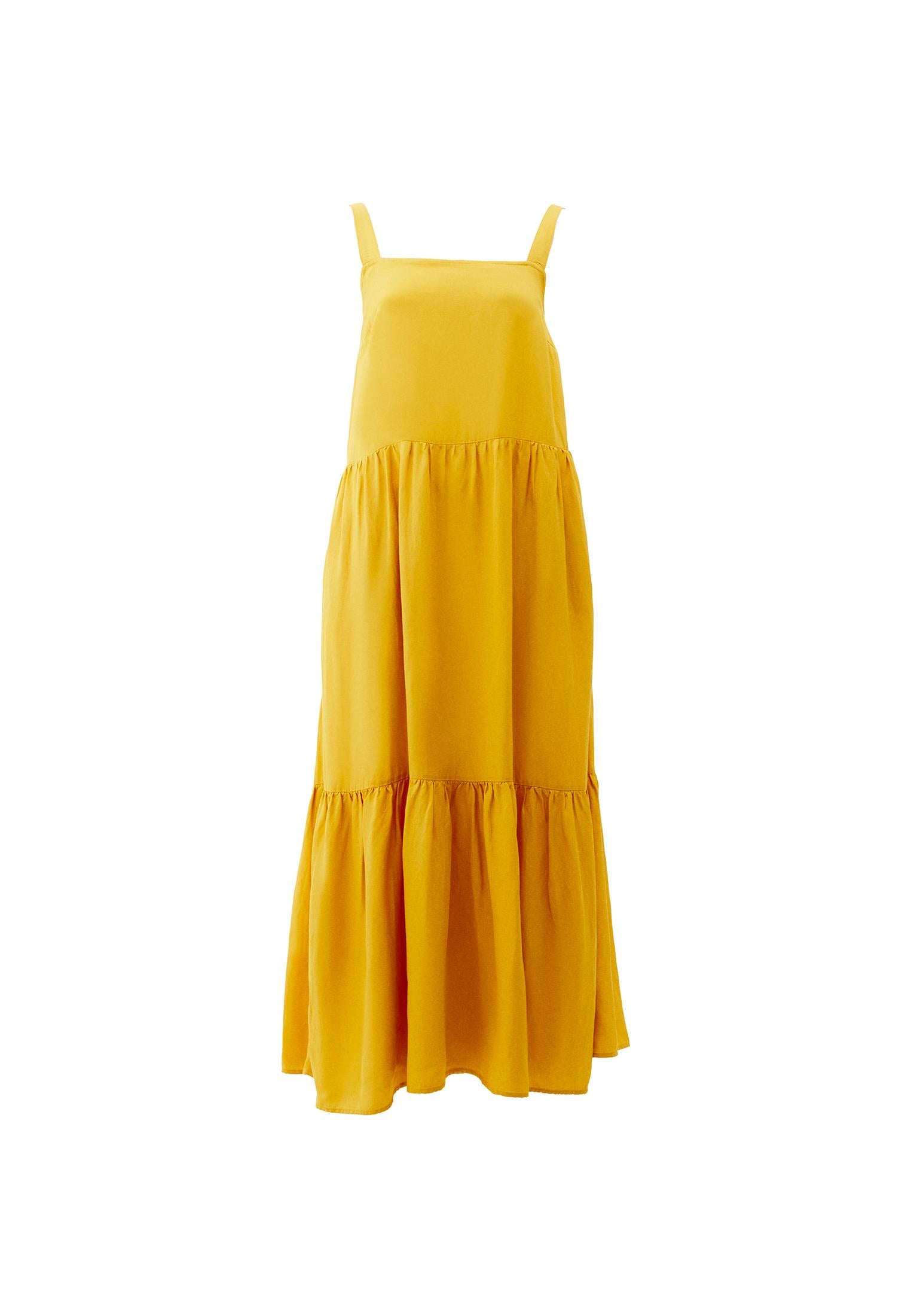 Square Neck Linen Dress - CALENDULA