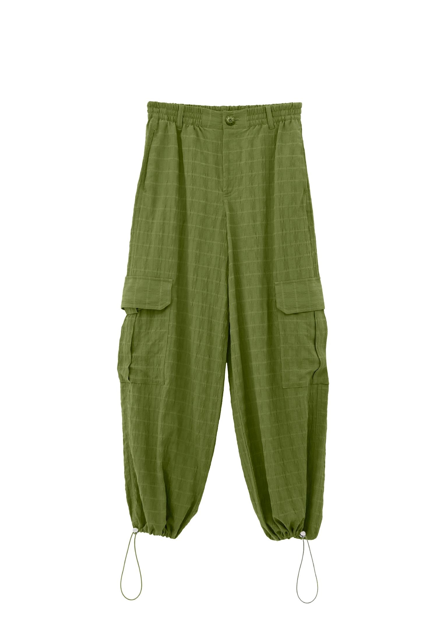 High Waist Jacquard Trousers - CALLISTE GREEN