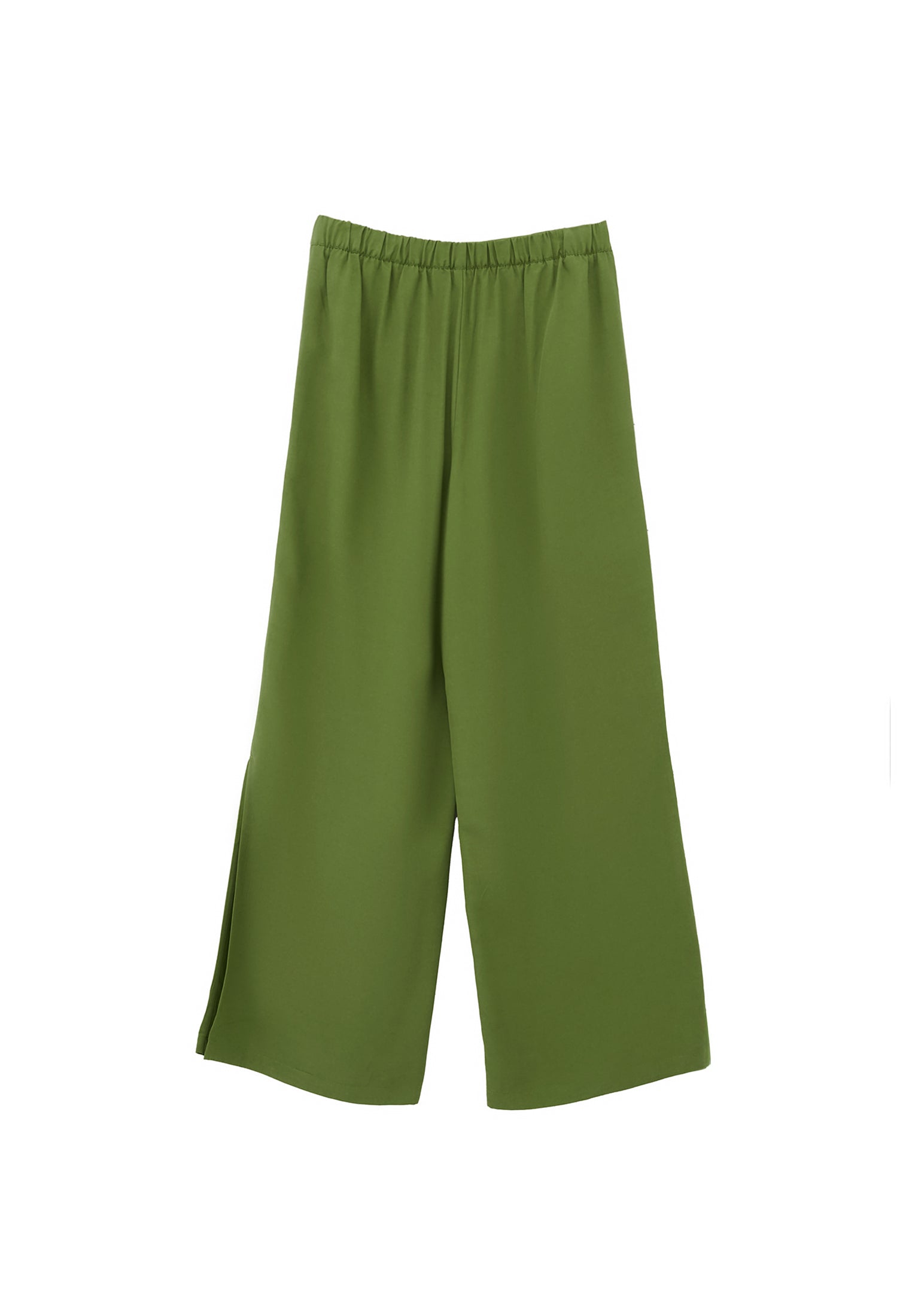 Long Wide Leg Slit Detailed Pants - CALLISTE GREEN