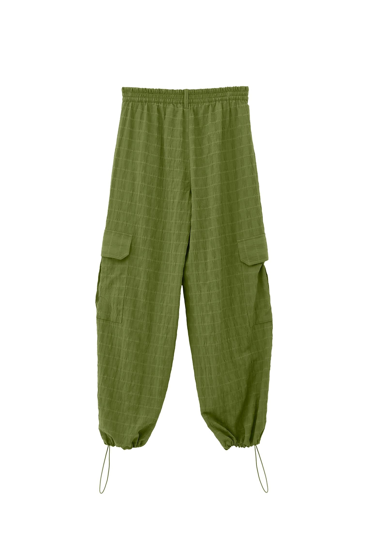 High Waist Jacquard Trousers - CALLISTE GREEN