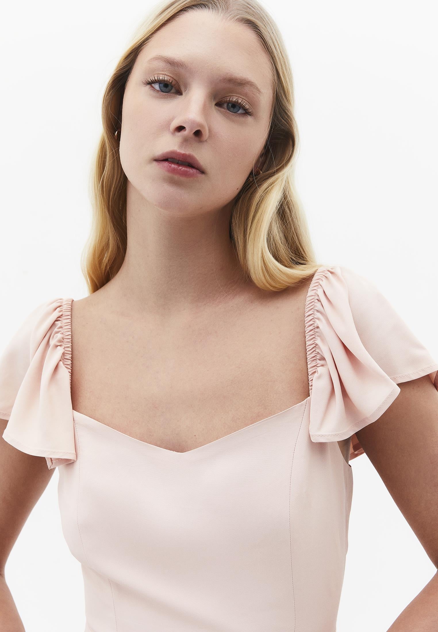 Sweetheart Neckline Midi Dress - CAMEO ROSE