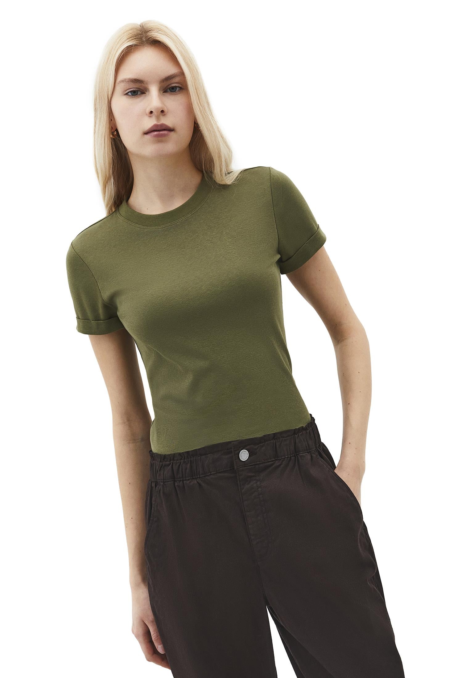 Crew Neck Short Sleeve T-Shirt - CAPULET OLIVE