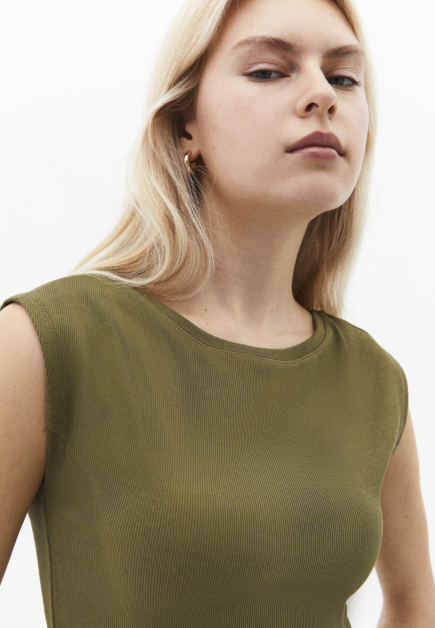 Boat Neck Short Sleeve Bodycon T-Shirt - CAPULET OLIVE