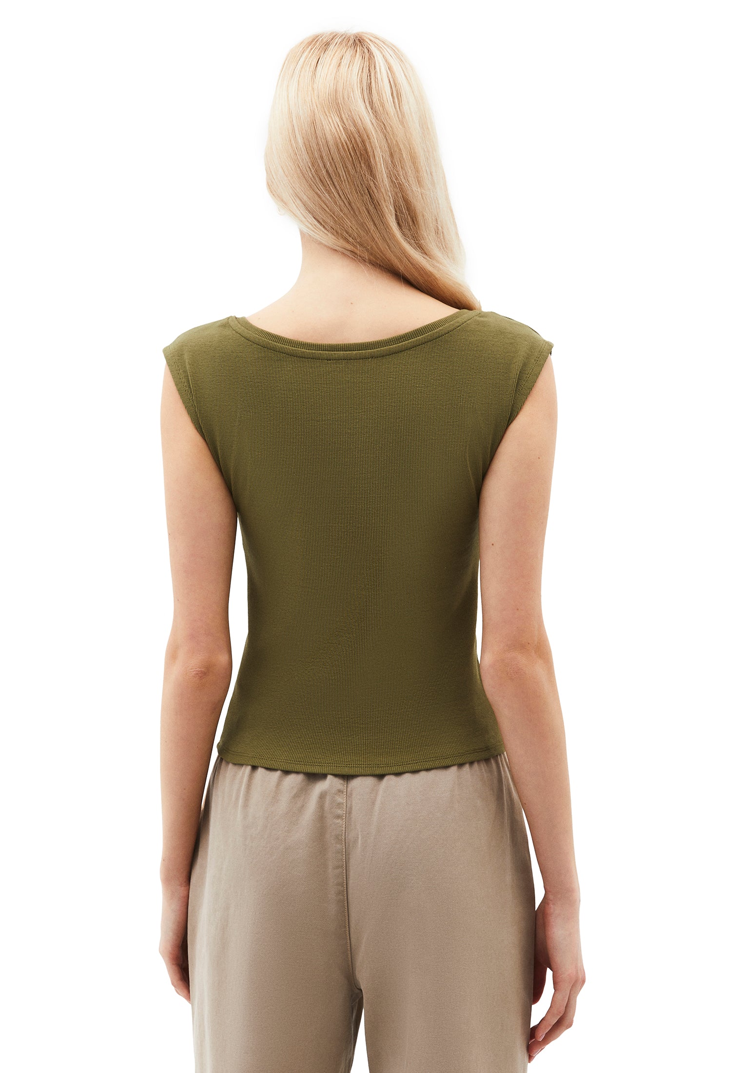Boat Neck Short Sleeve Bodycon T-Shirt - CAPULET OLIVE