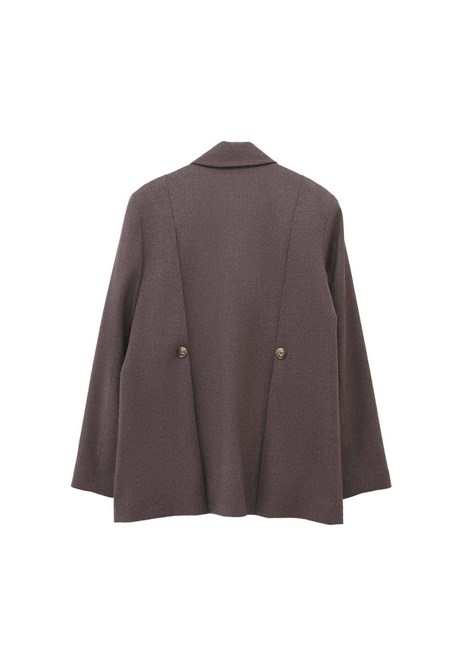 Double Breasted Lapel Oversize Blazer - CARAFE MELANGE